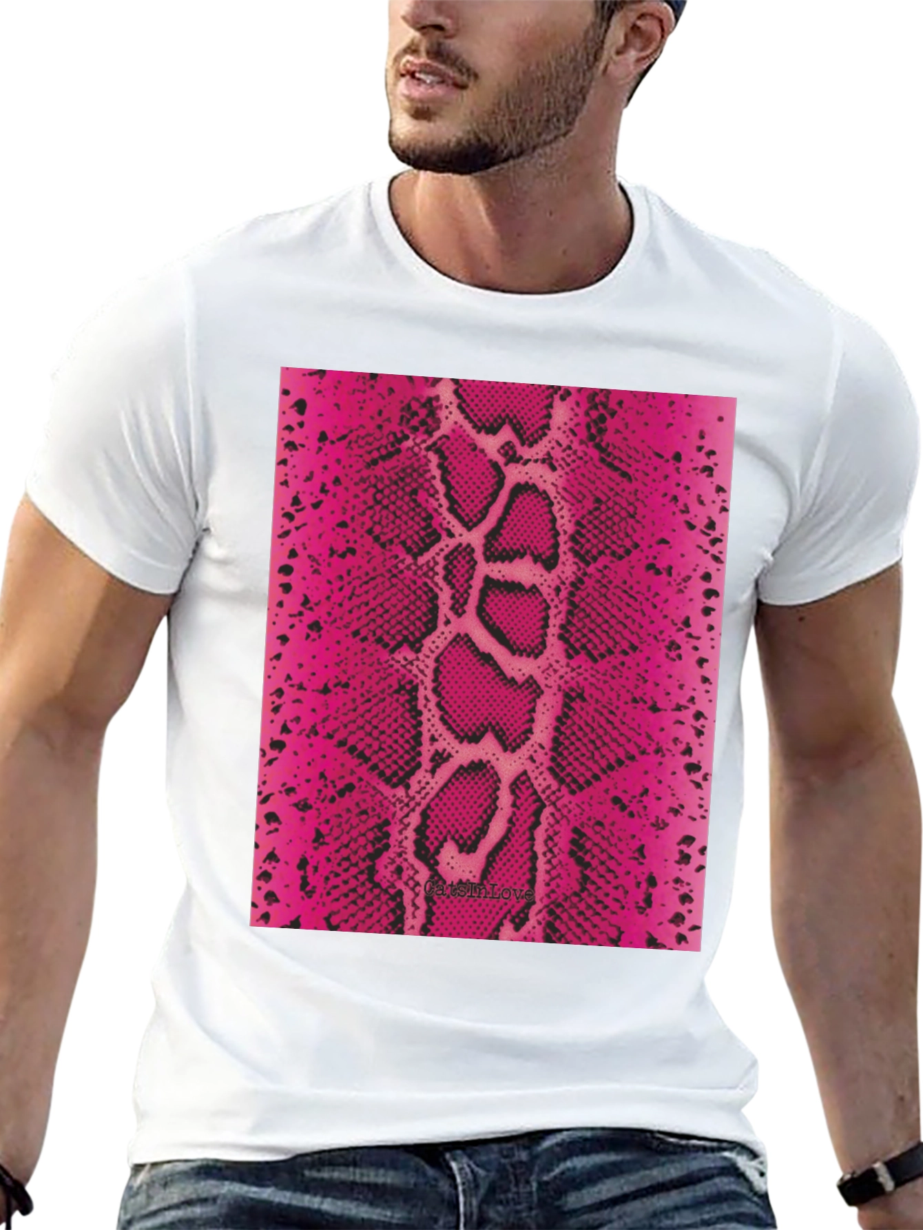 Black Pink Snake Print Tee view 13