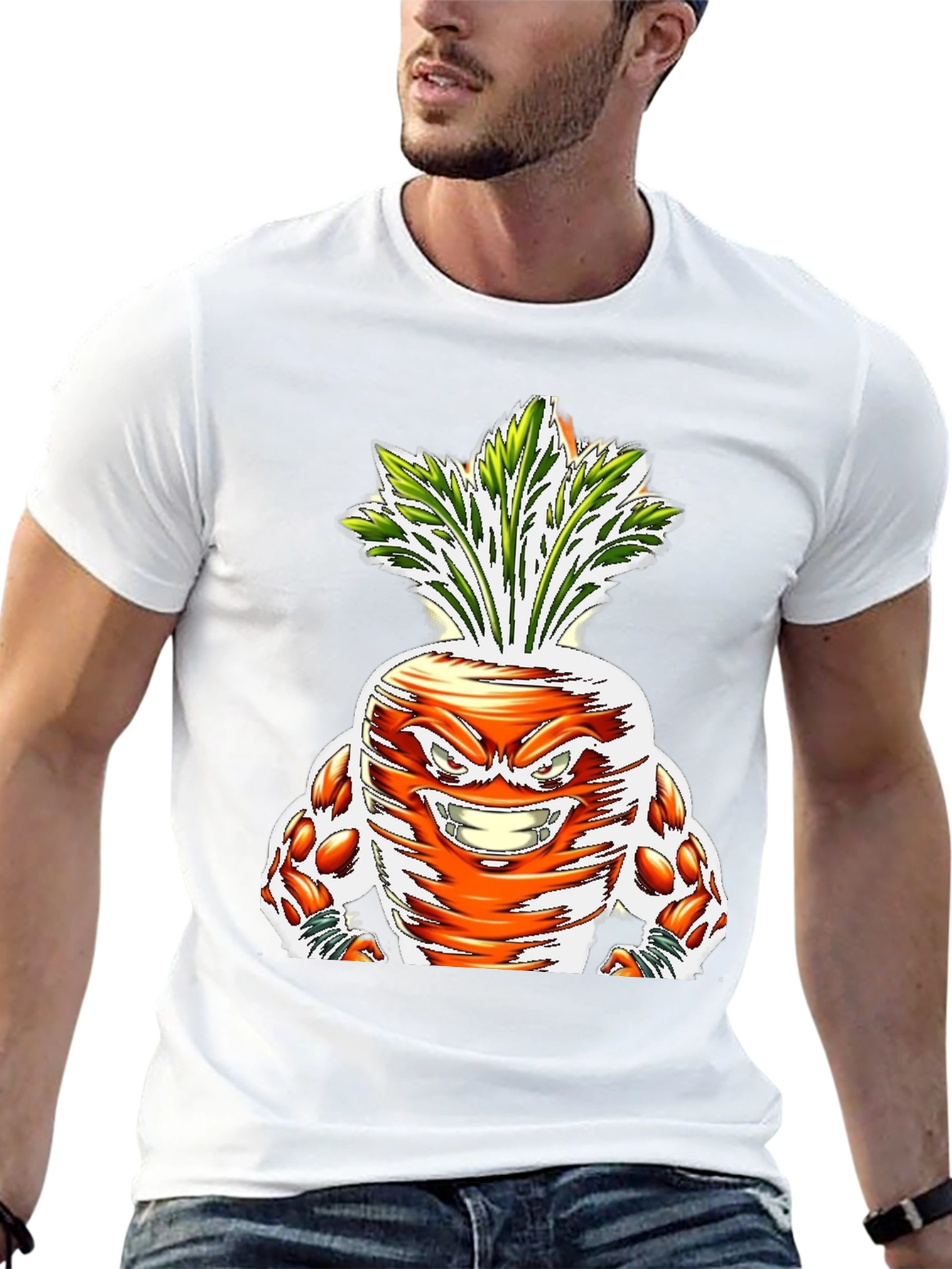 Black Funny Carrot Muscle Graphic T-Shirt view 13