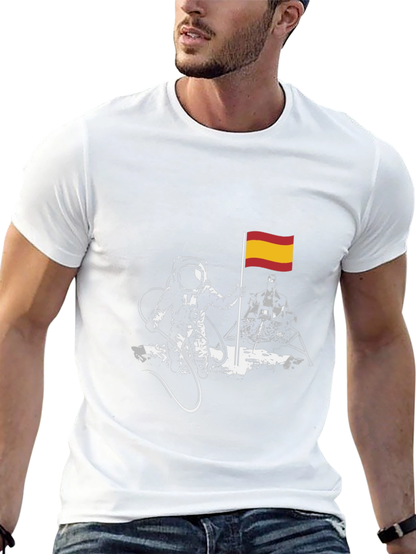 Astronaut Spanish Flag Graphic T-Shirt - 13