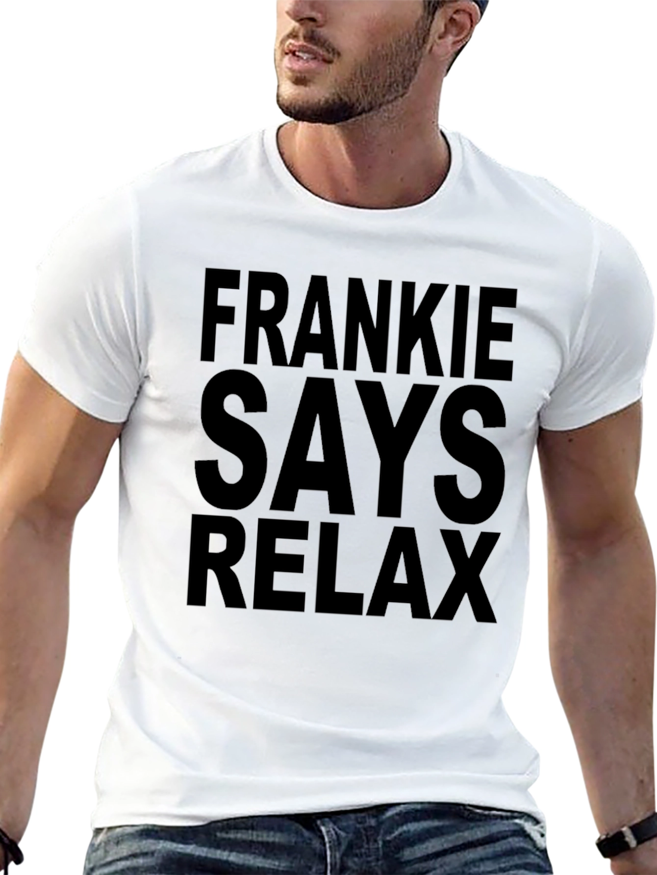 Black Frankie Says Relax Graphic Tee - Black Cotton T-Shirt view 13