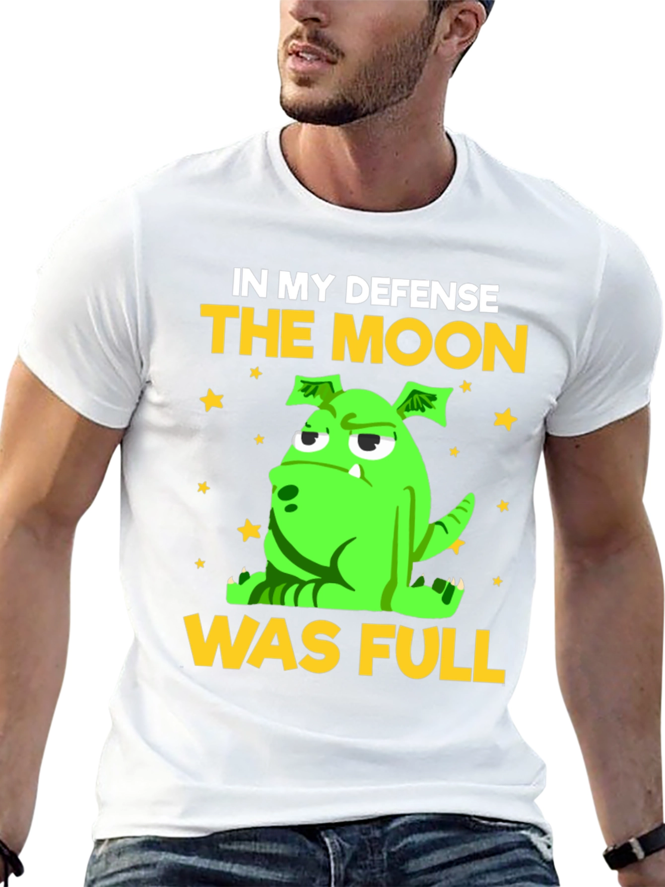 Black Funny "The Moon Was Full" Graphic Tee view 13