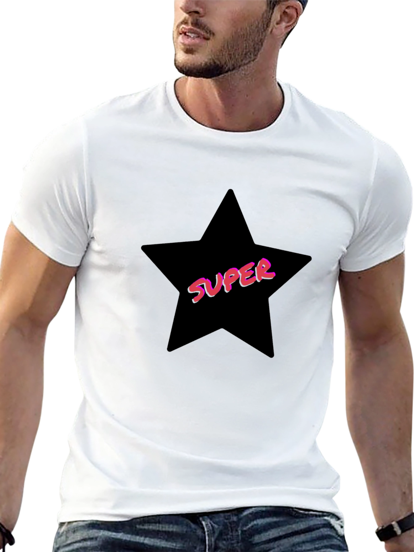 Black Super Star Graphic Tee - Trendy Casual T-Shirt view 13