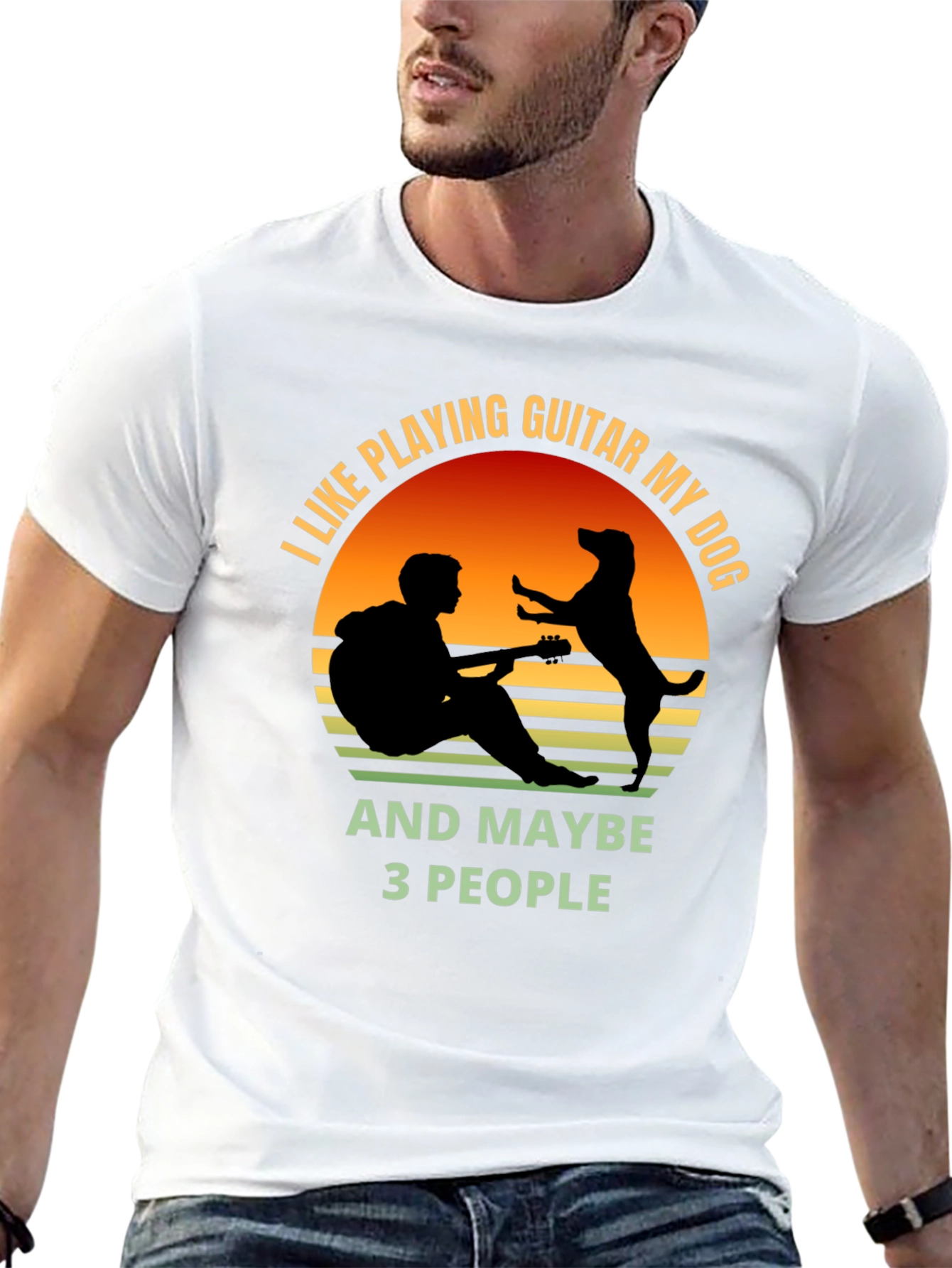 Black Guitar and Dog Lover T-Shirt view 13