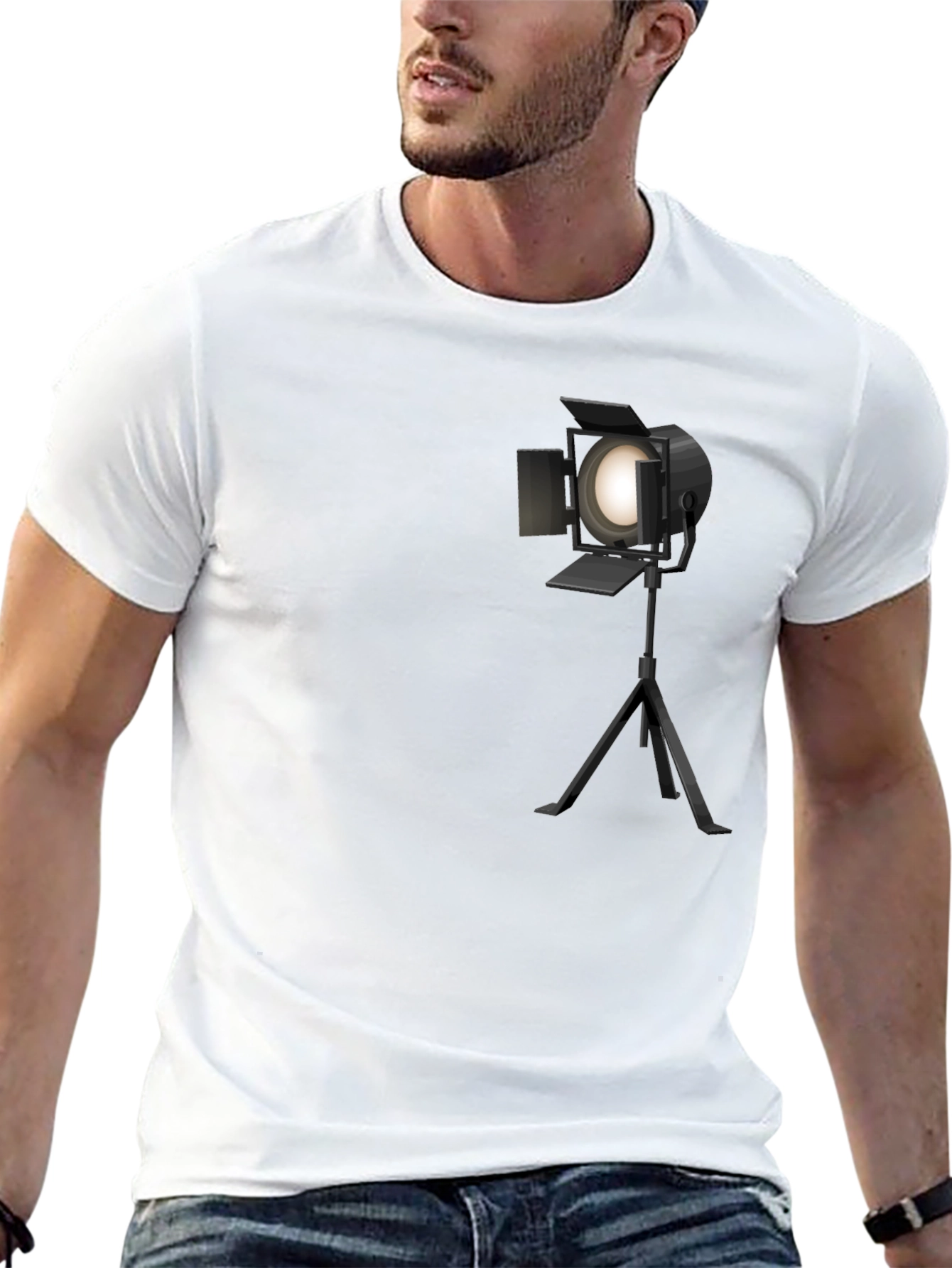 Black Spotlight Graphic Tee - Black Cotton Blend view 13