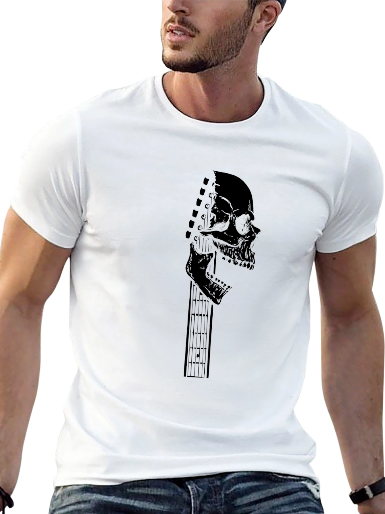 Black Skull Guitar T-Shirt - Rocker Style view 13