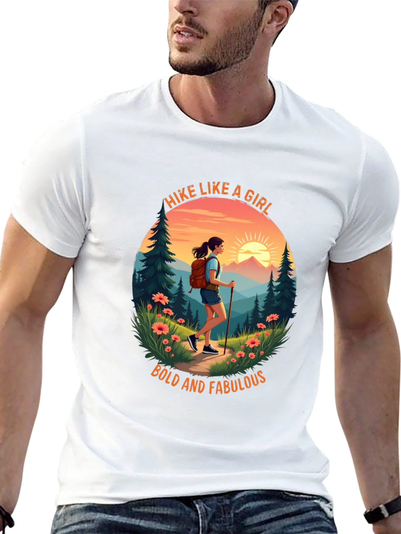 Black Hike Like A Girl T-Shirt view 13