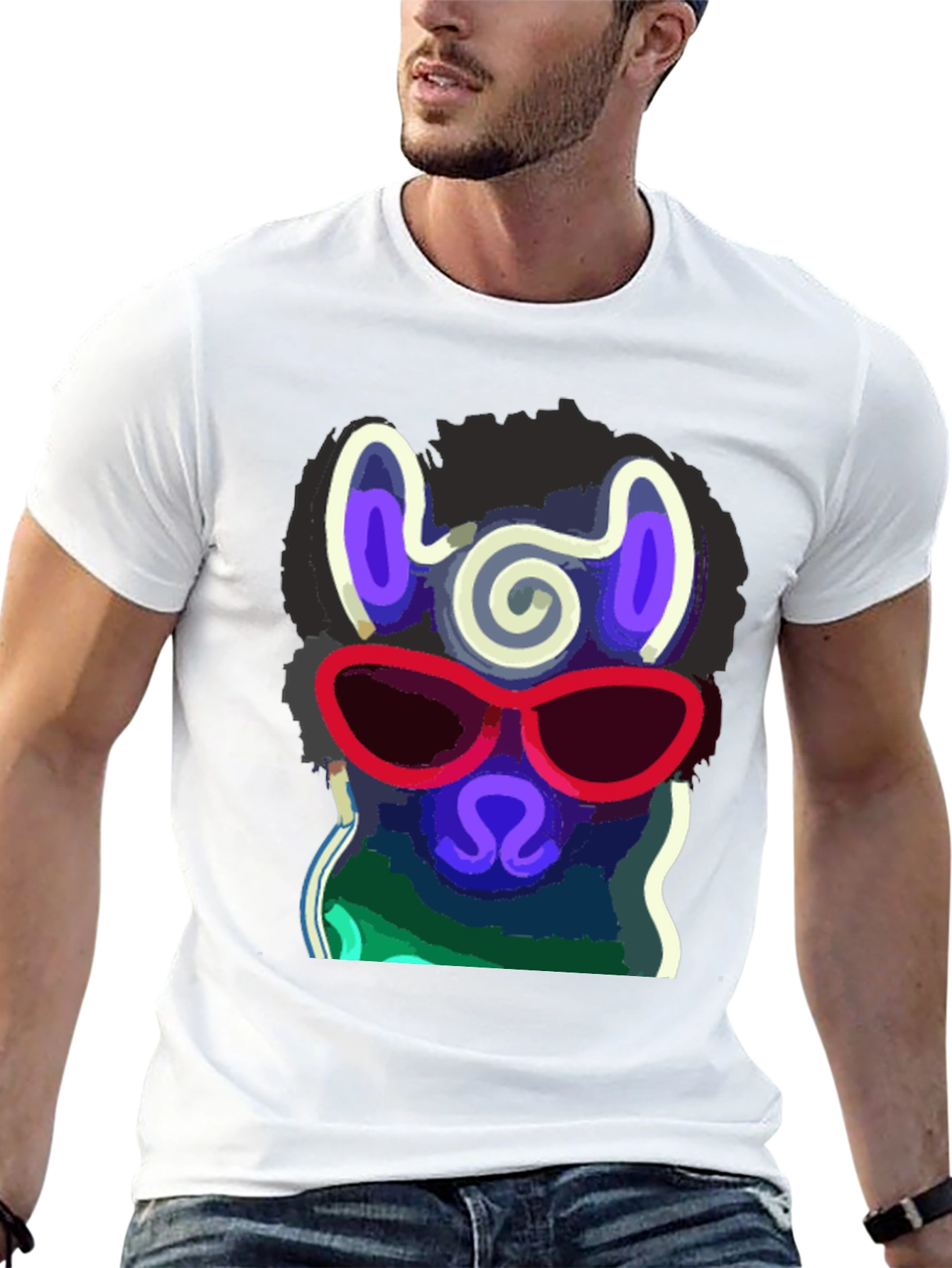 Black Cool Llama T-Shirt - Stylish Neon Design view 13