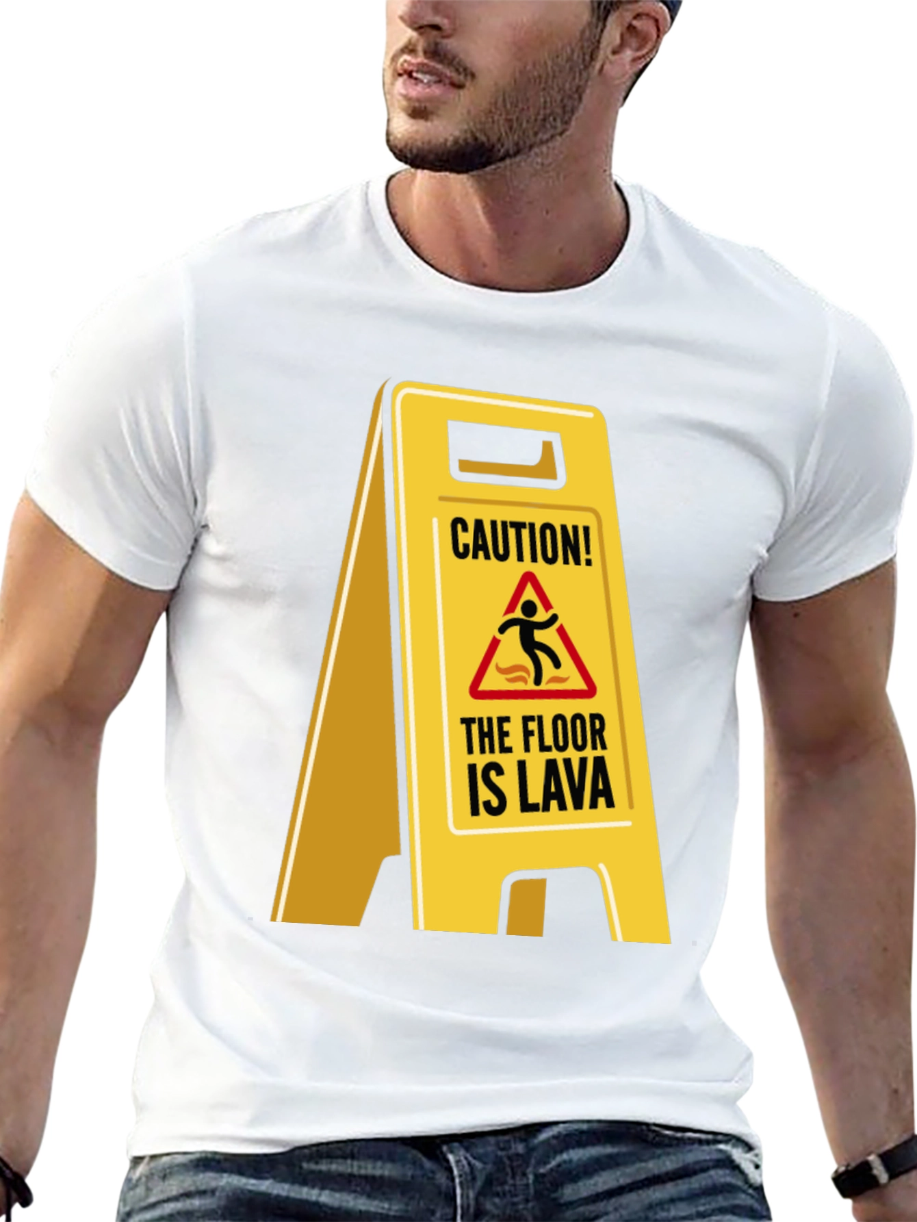 Black Caution! The Floor is Lava T-Shirt view 13
