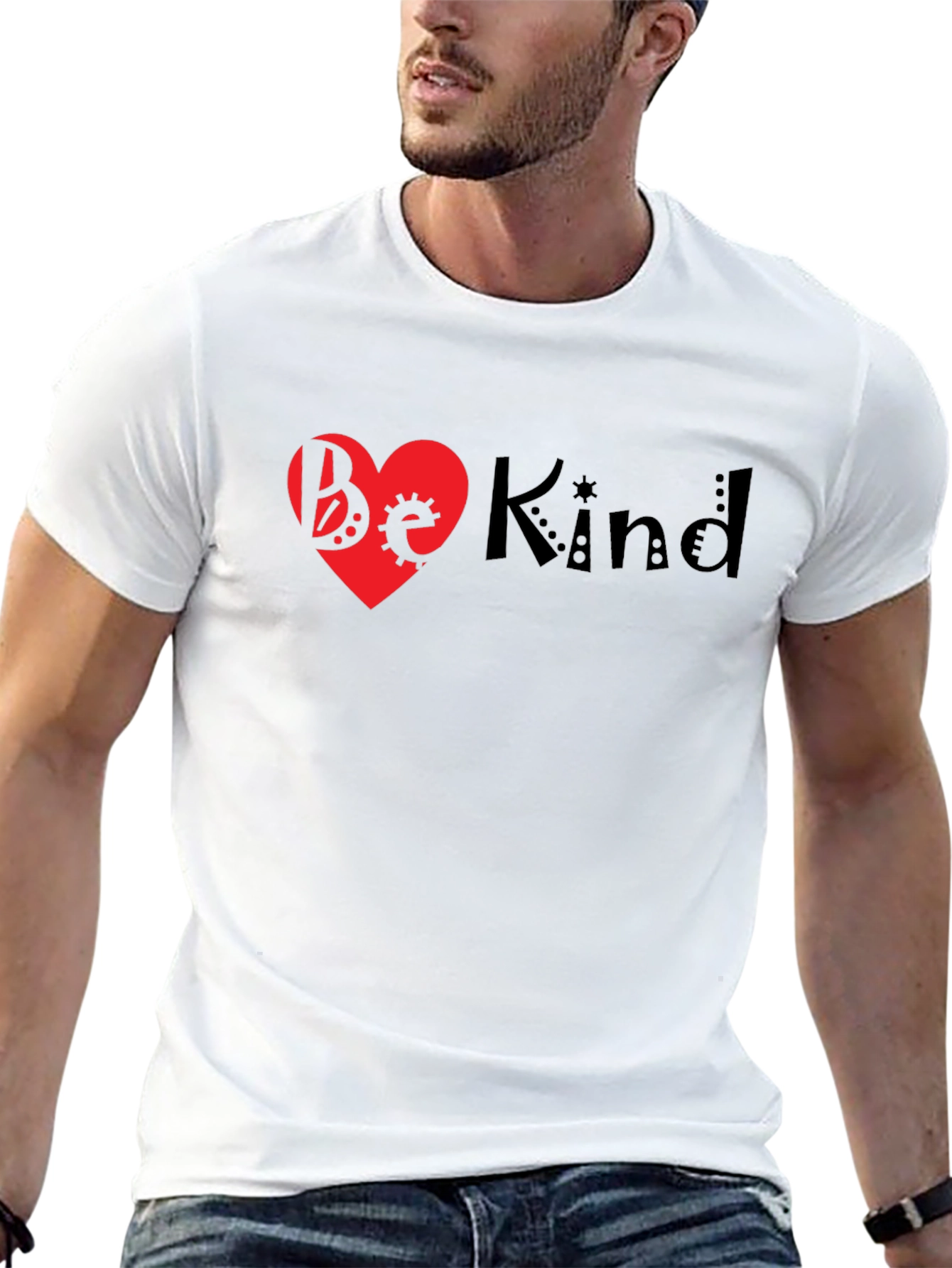 Black Be Kind Heart T-Shirt - Black Unisex view 13