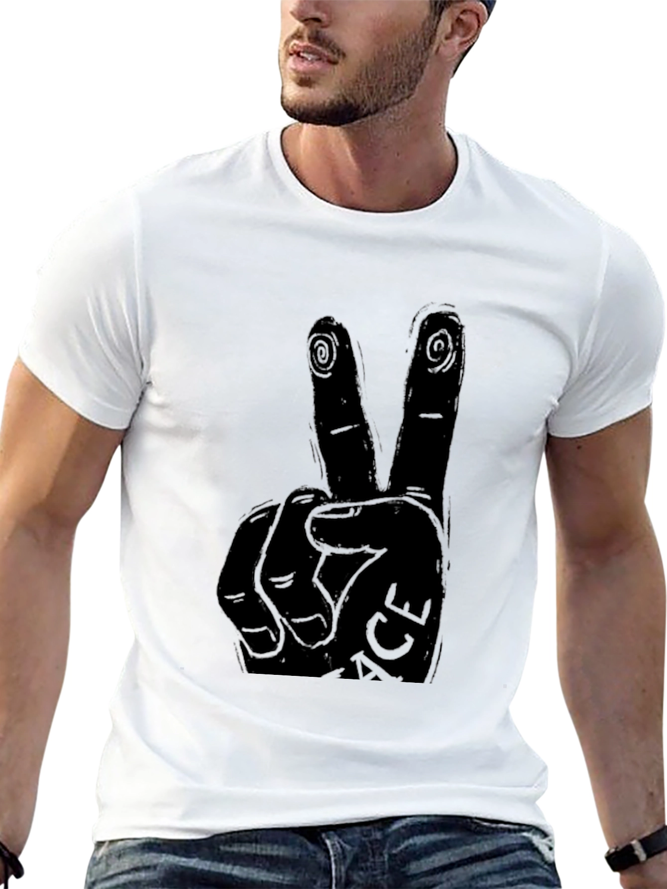 Black Peace Hand Graphic Black T-Shirt view 13