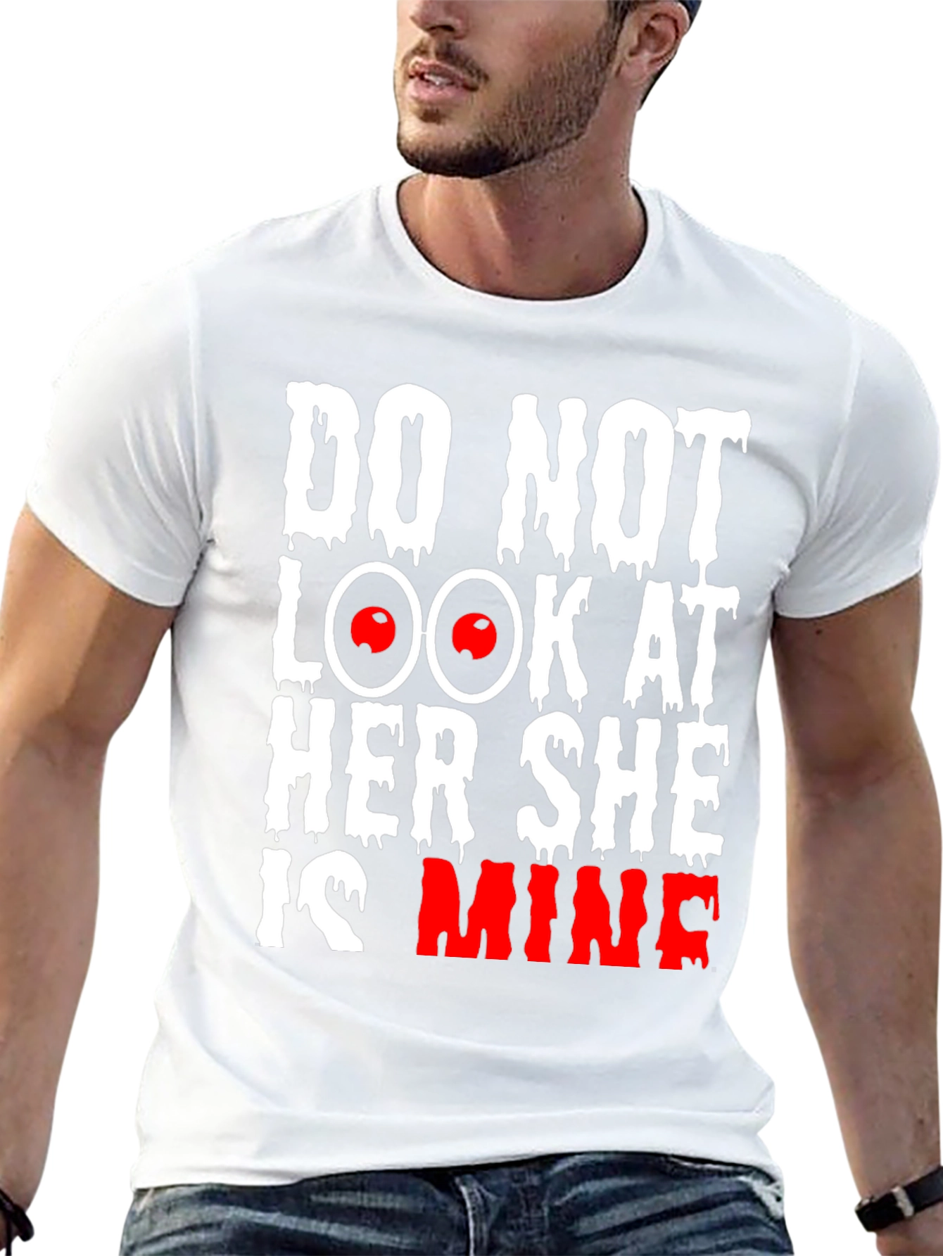 Black Do Not Look at Her She is Mine Graphic Tee view 13