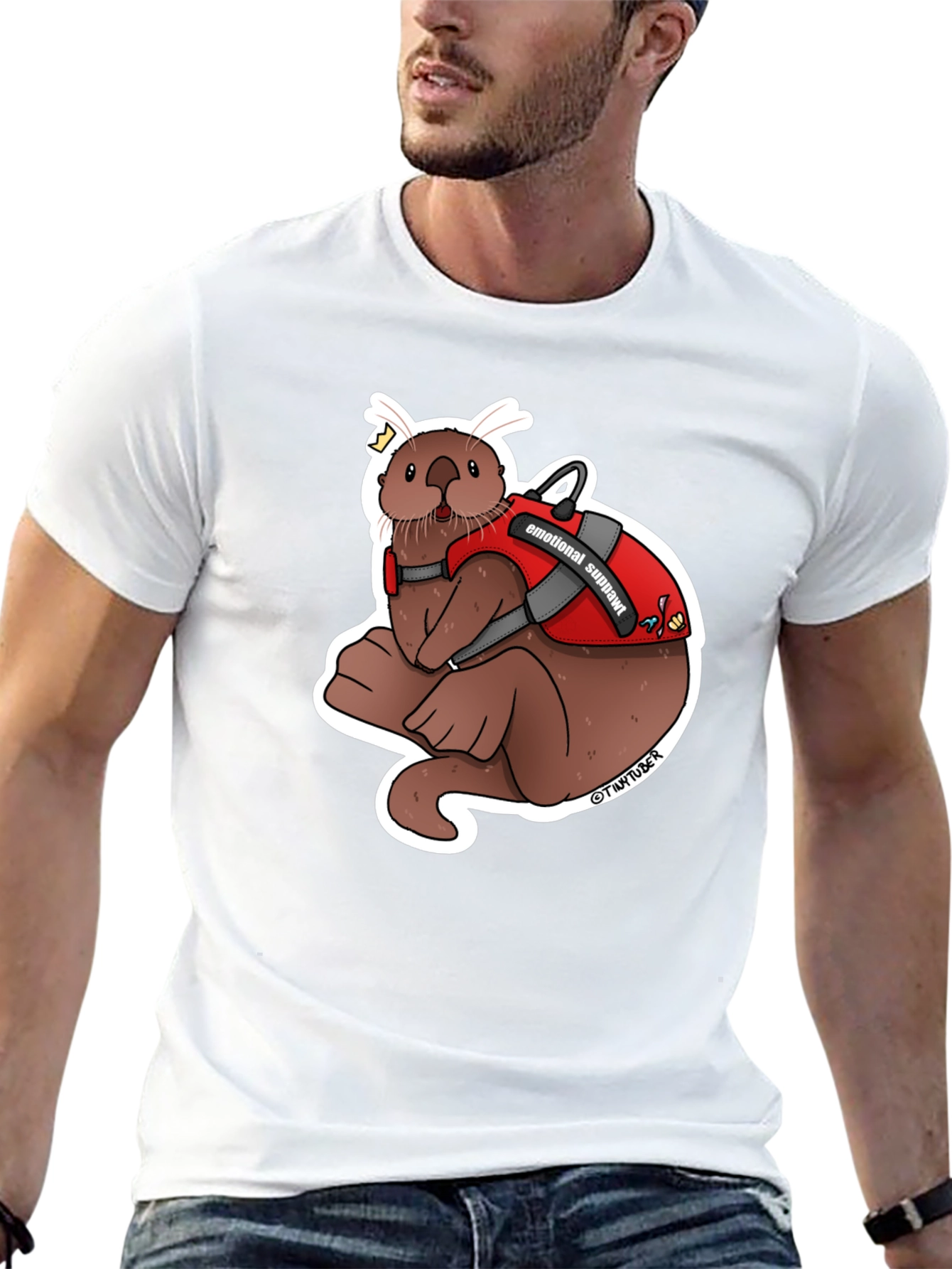 Black Emotional Support Otter Graphic Tee view 13
