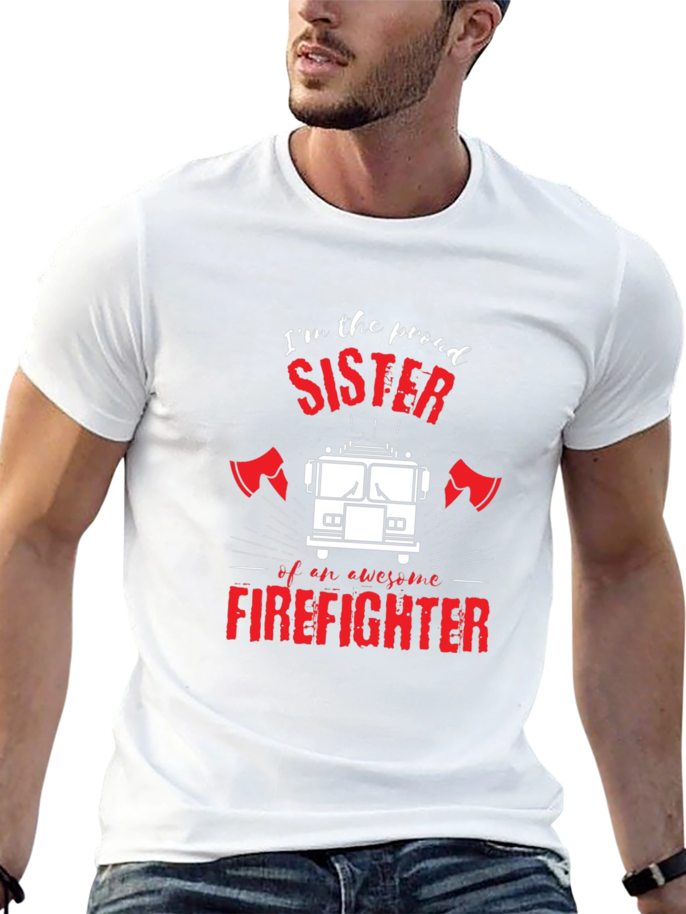 Black Proud Firefighter Sister Black T-Shirt view 13