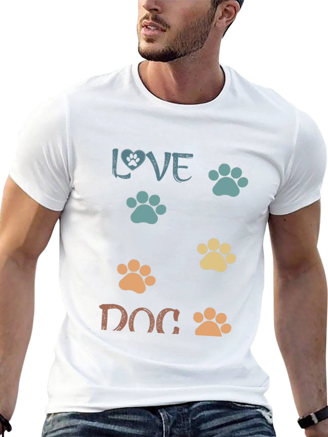 Black Love Dog Paw Print T-Shirt view 13