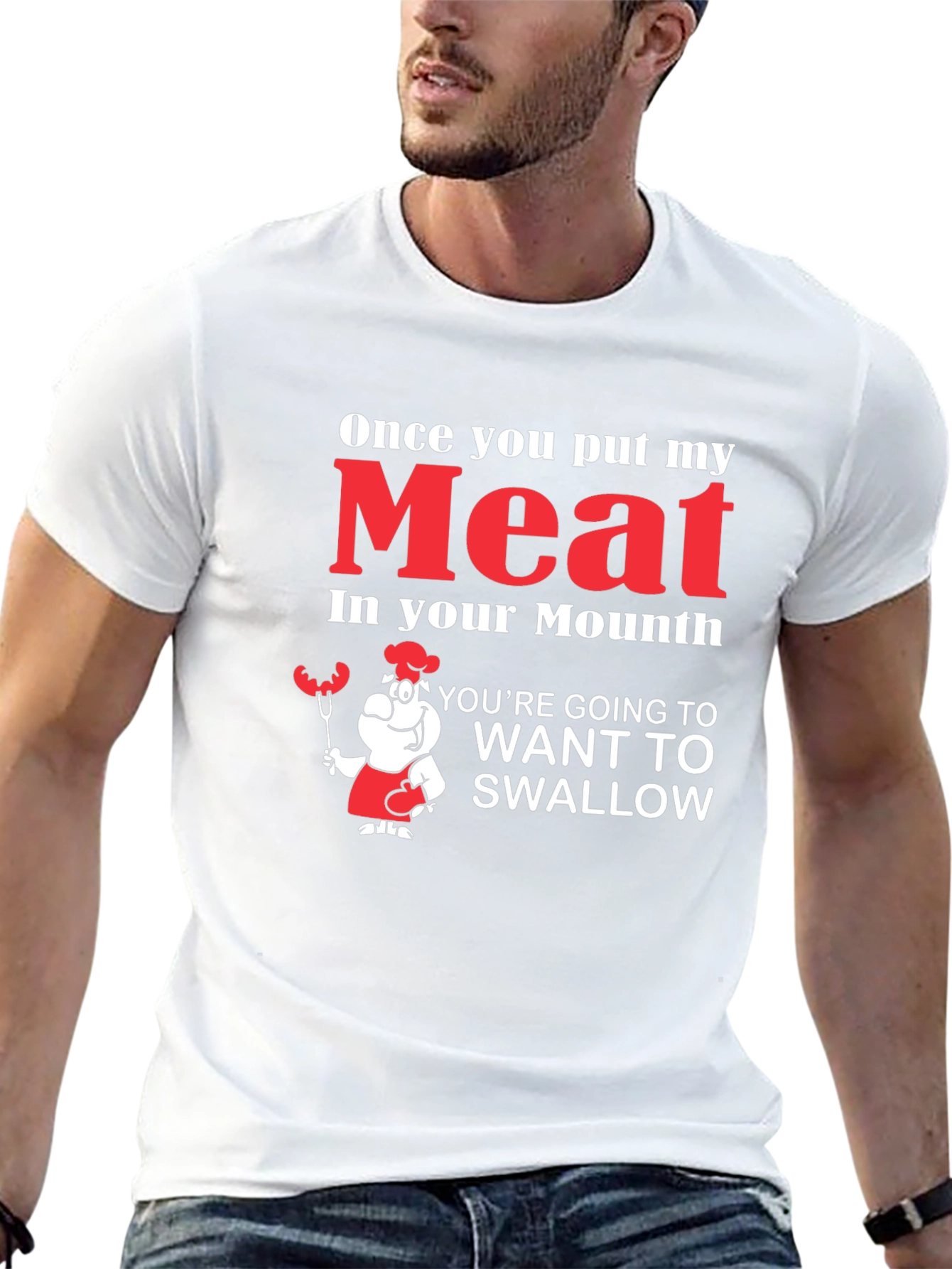 Black Funny Meat in Your Mouth Graphic T-Shirt view 13