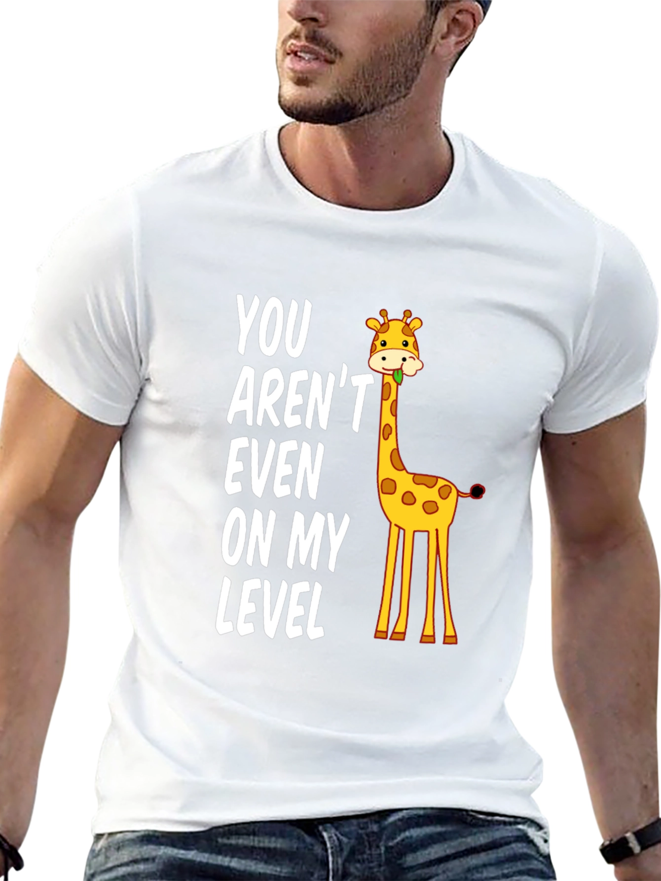 Black Funny Giraffe Level T-Shirt view 13