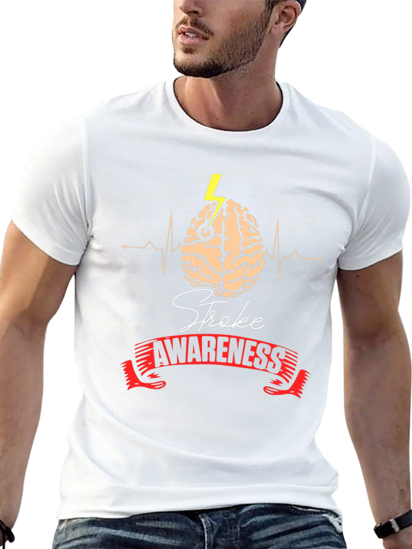 Black Stroke Awareness Graphic Tee view 13