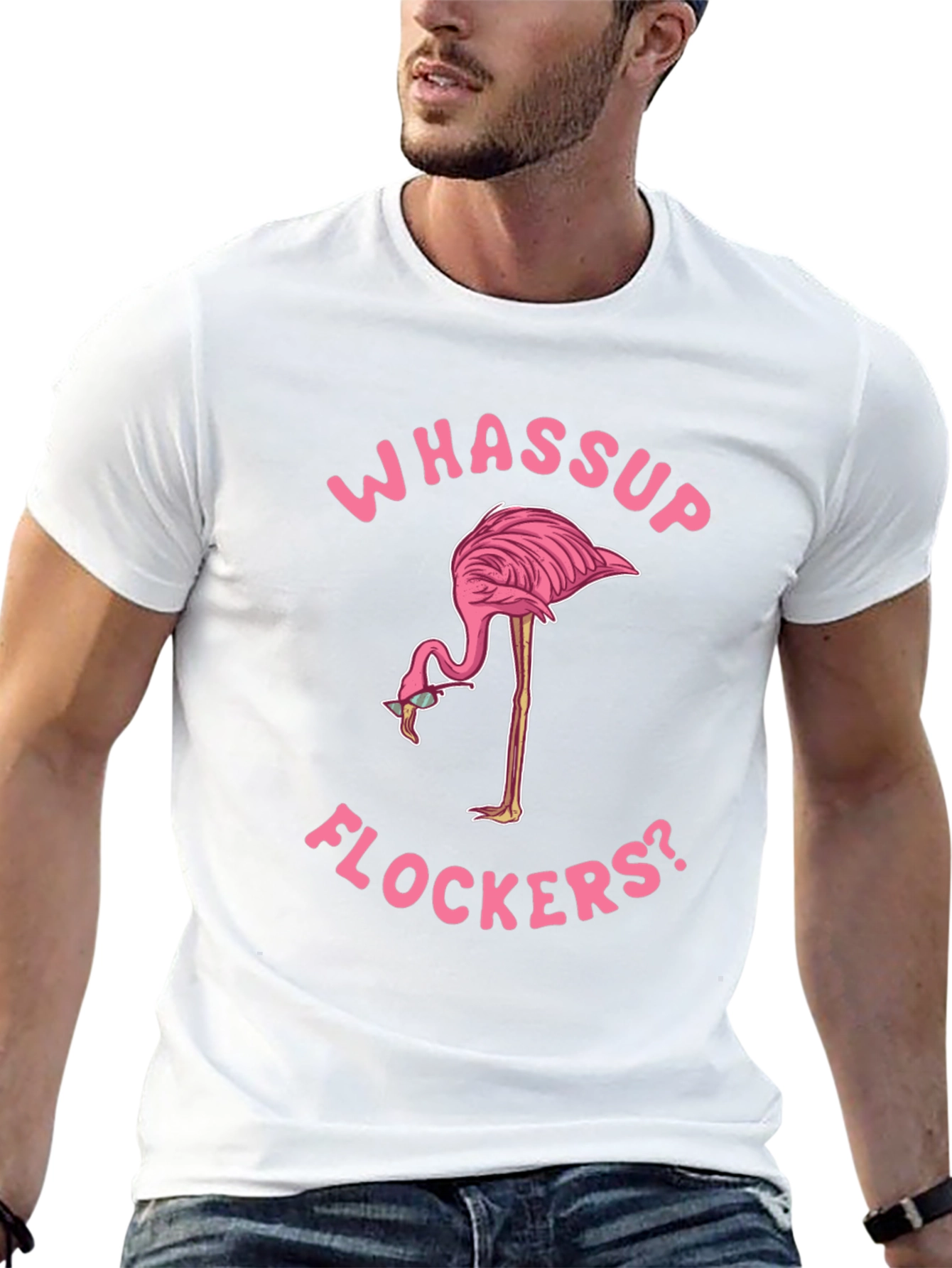 Black Whassup Flockers Flamingo T-Shirt view 13