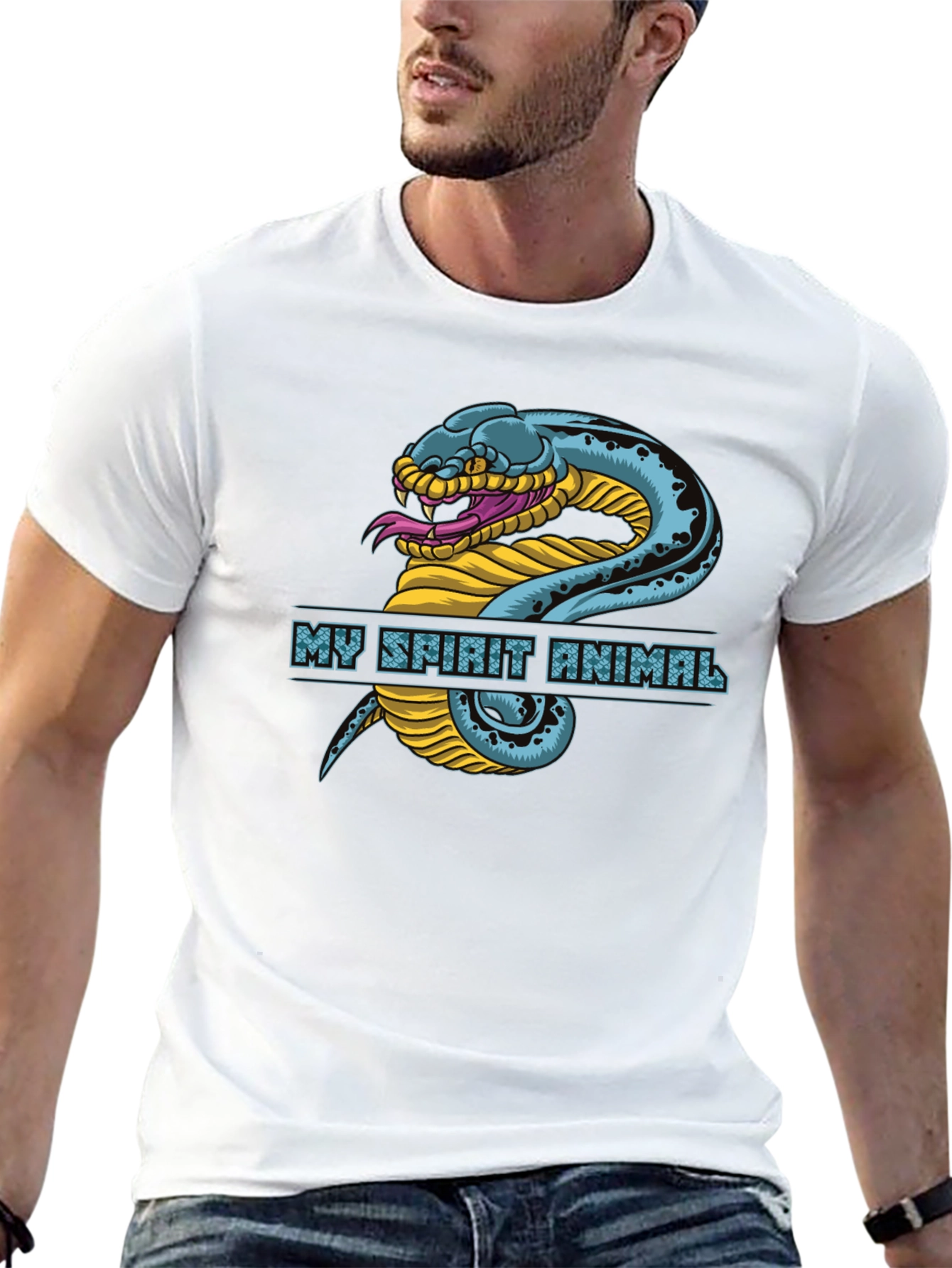 Black My Spirit Animal Snake Graphic T-Shirt view 13