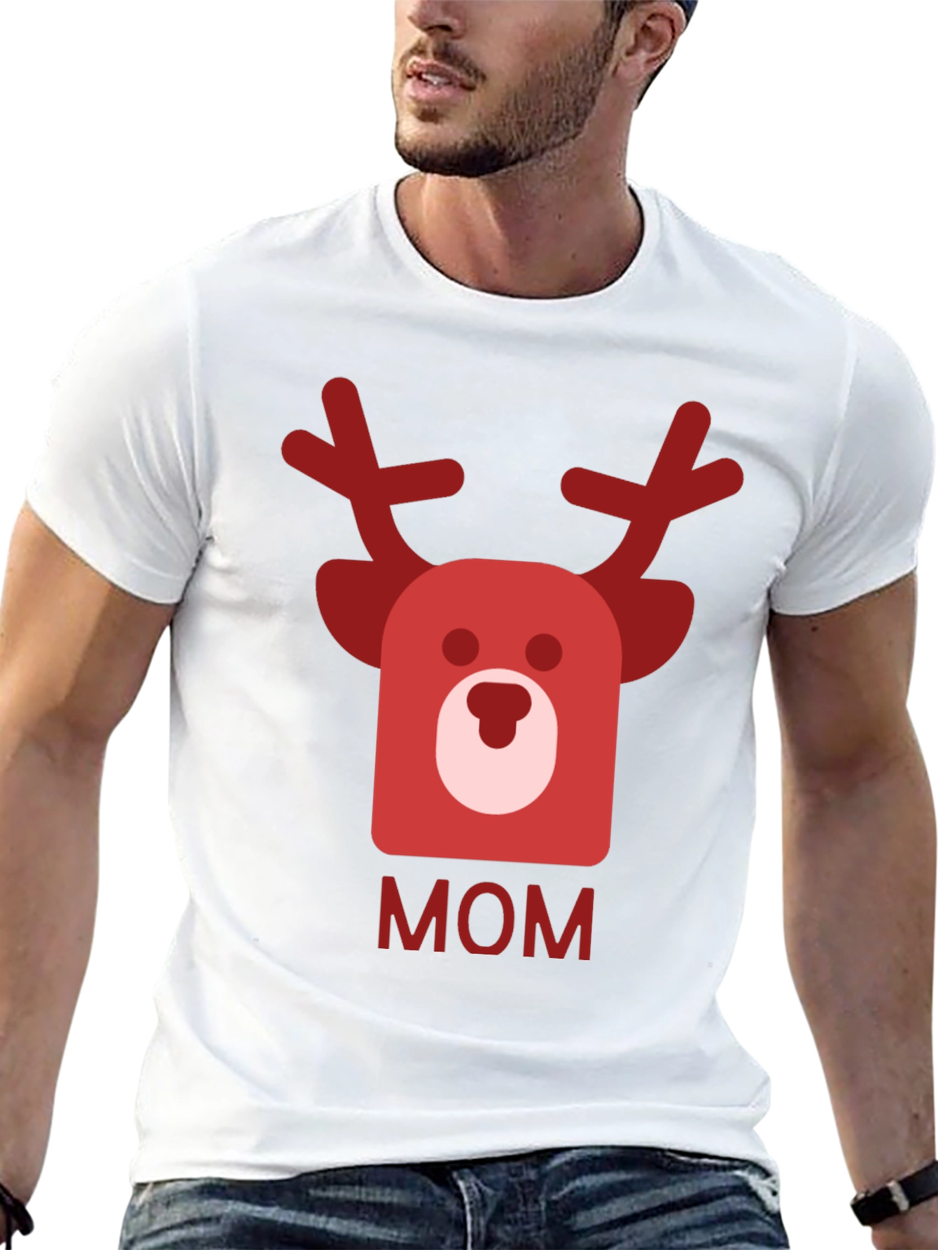 Black Festive Mom Reindeer Graphic Tee - Black view 13