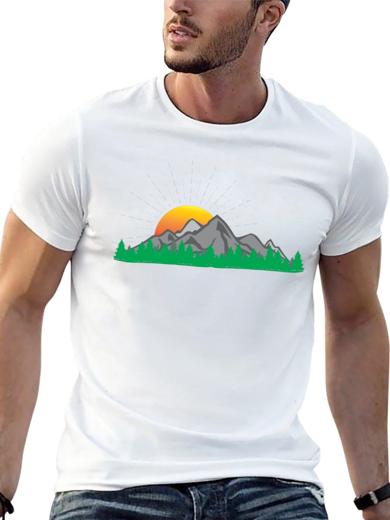 Black Mountain Sunset Graphic Tee - Nature Inspired Casual Wear view 13