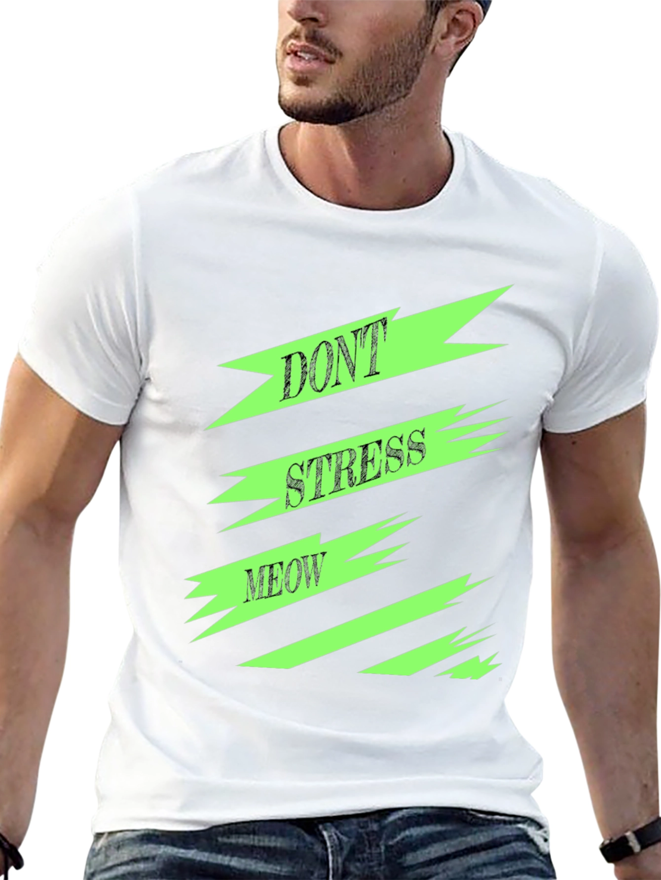 Black Don't Stress Meow Graphic T-Shirt view 13