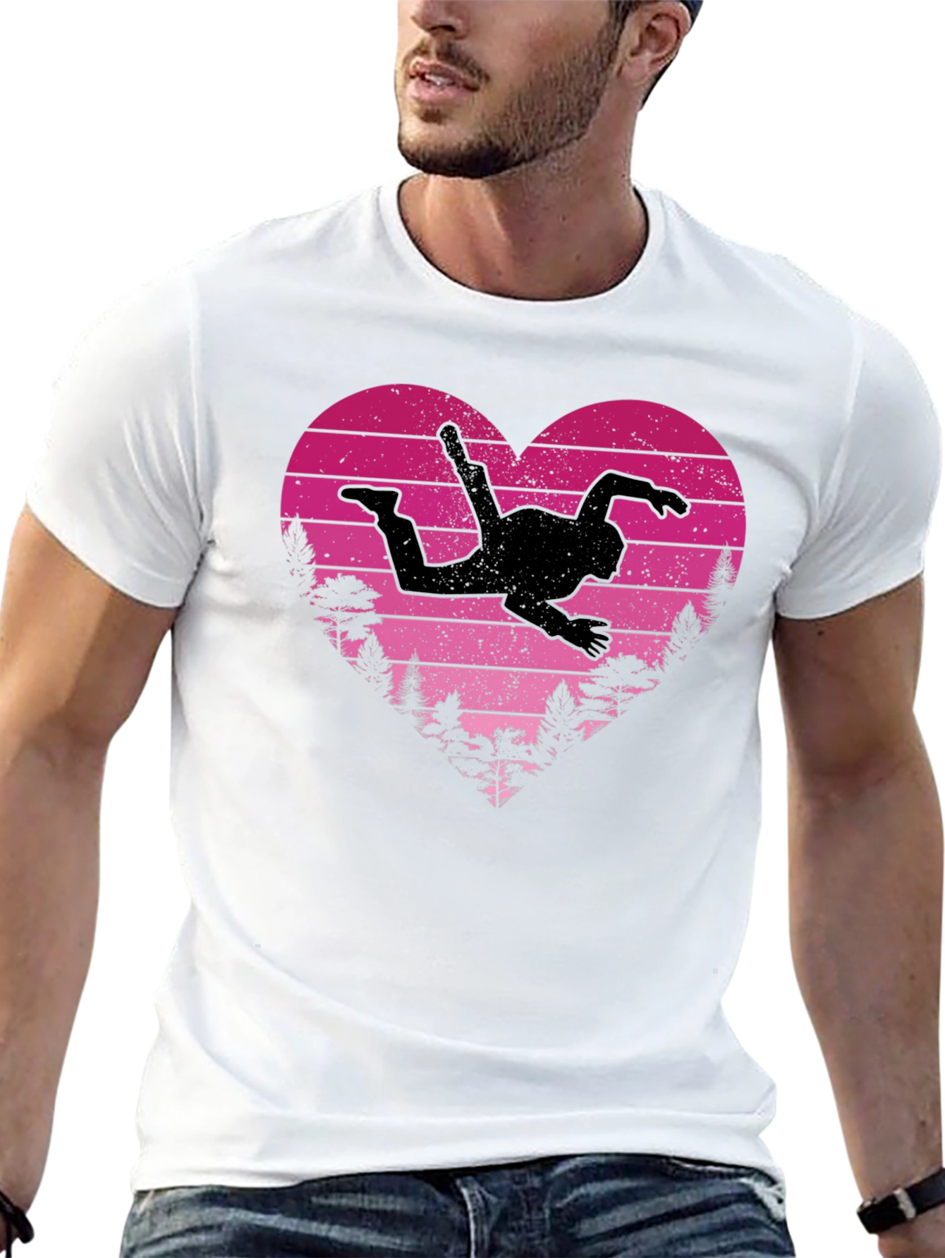 Black Skydiving Heart Graphic Tee view 13