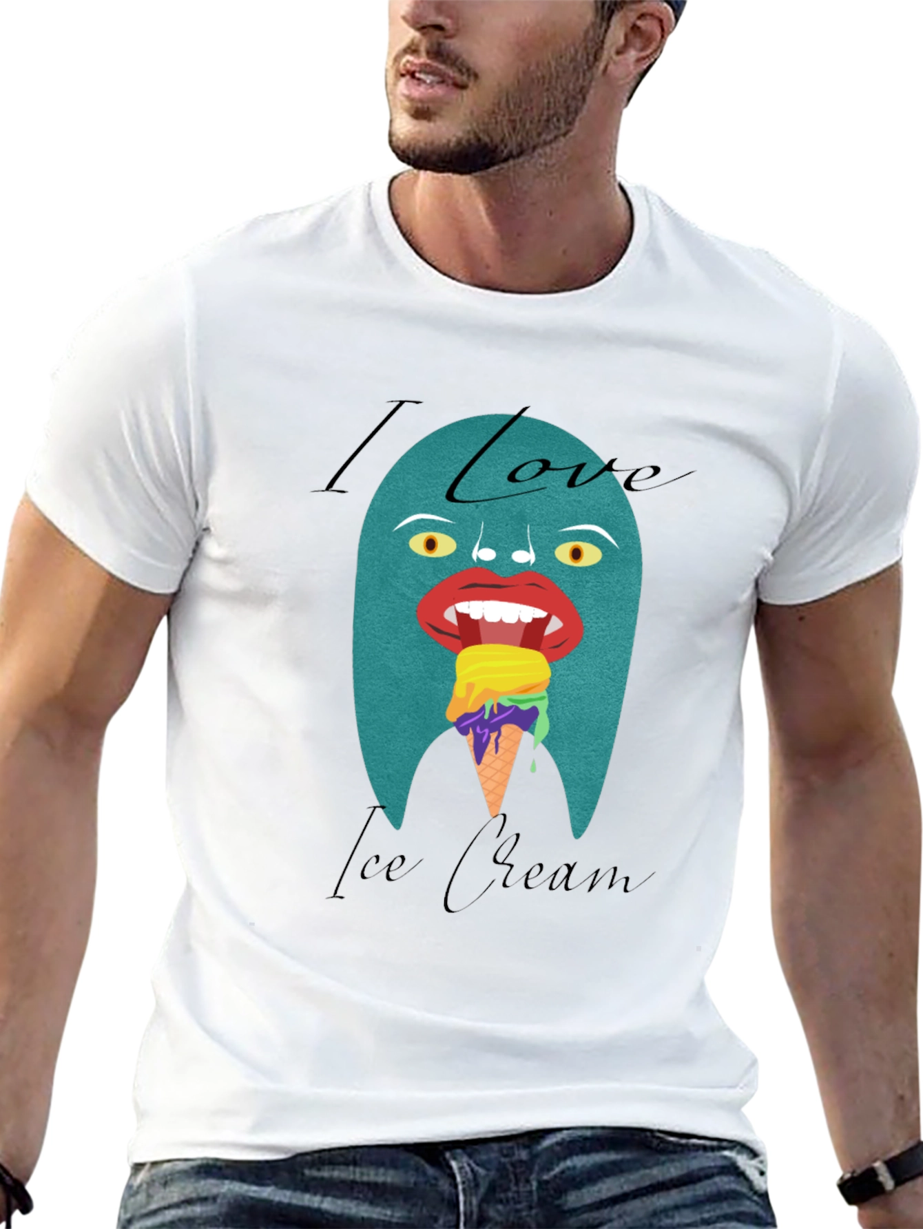 Black I Love Ice Cream Graphic T-Shirt view 13