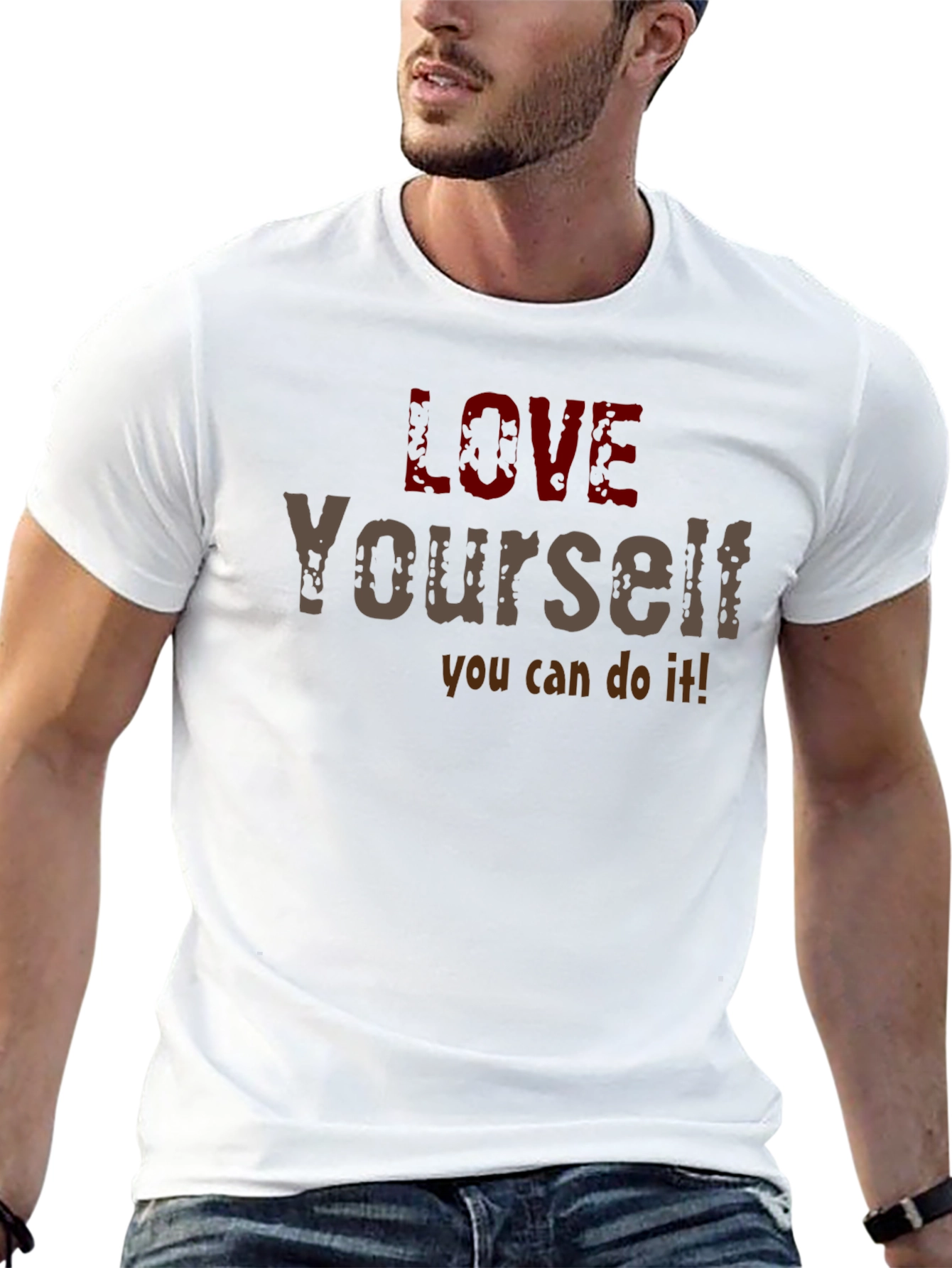 Black Love Yourself Motivational Graphic T-Shirt view 13