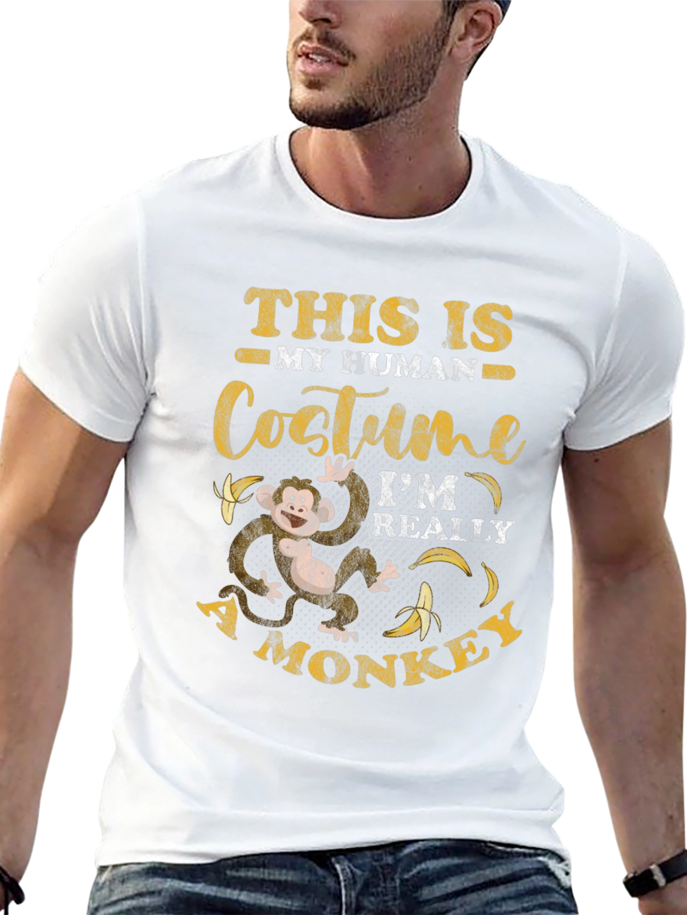 Black Funny Monkey Human Costume T-Shirt view 13