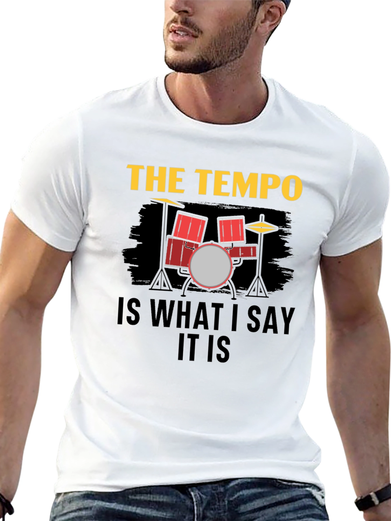 Black Drummer's Tempo Graphic Tee - Music Lover's T-Shirt view 13