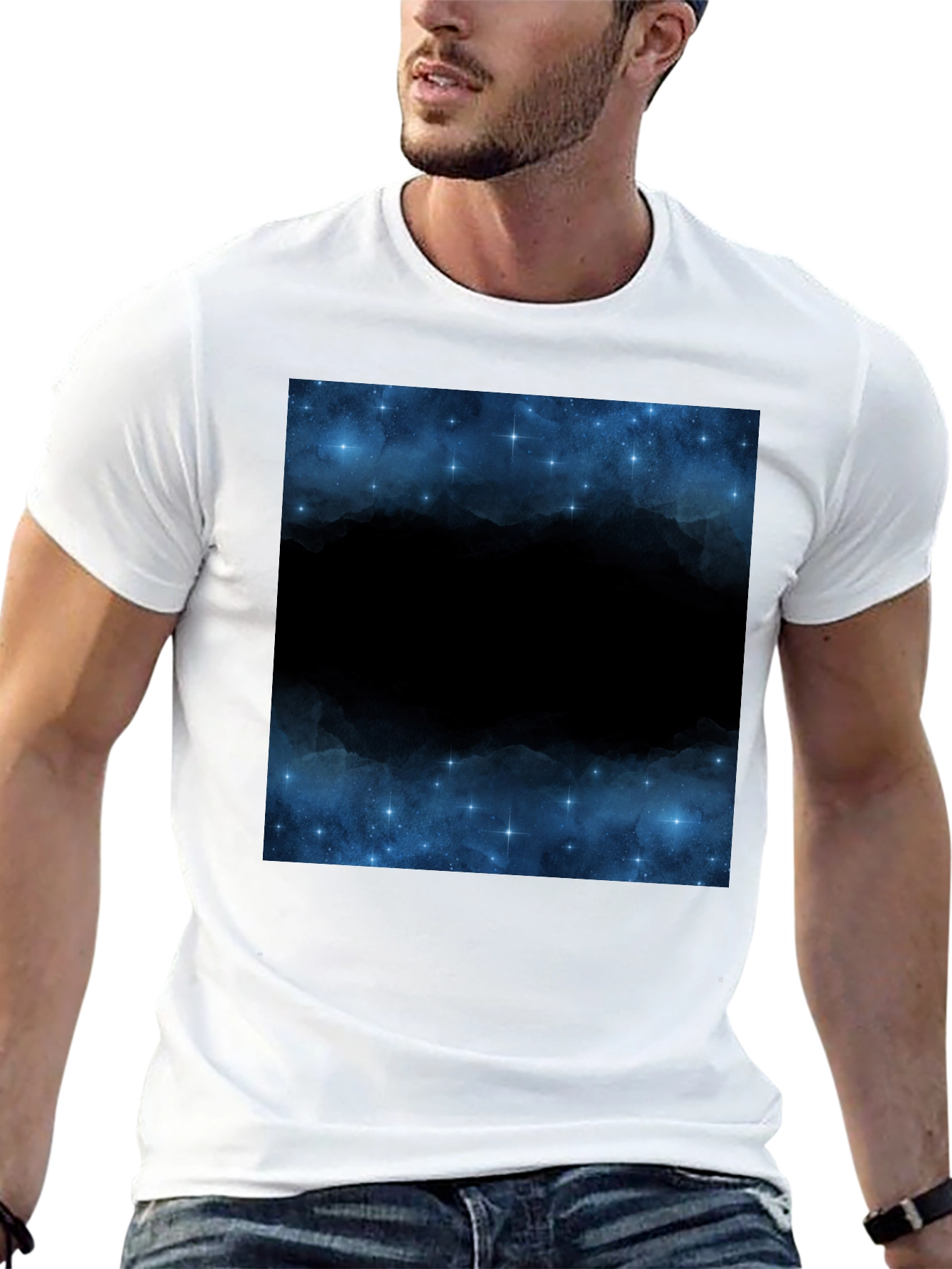 Black Nebula Graphic Print Crew Neck T-Shirt view 13