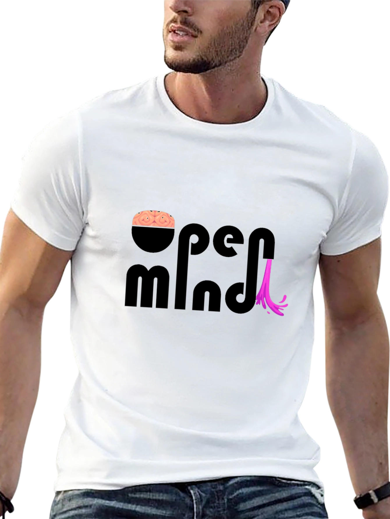 Black Open Mind T-Shirt - Creative Brain Design view 13