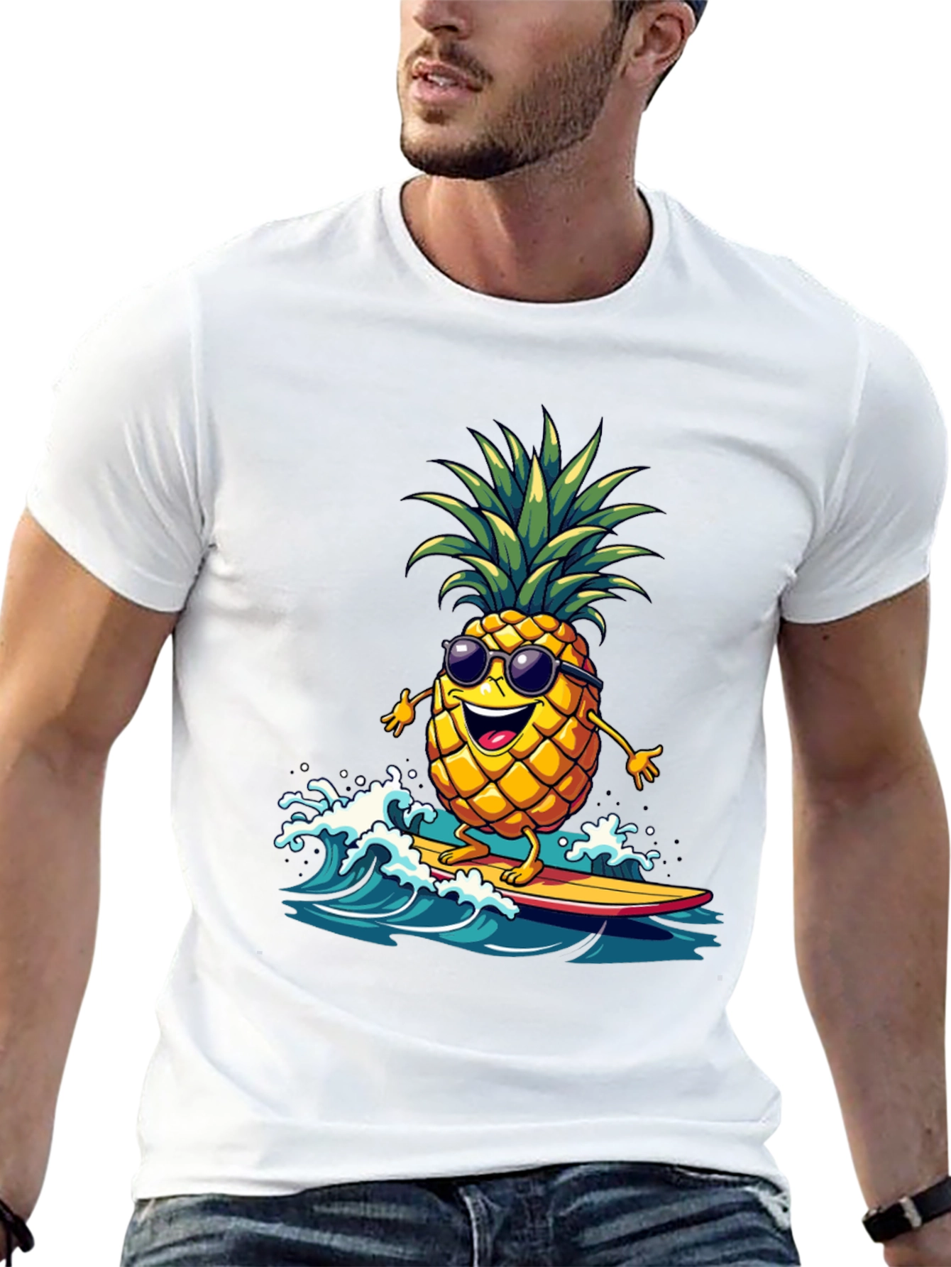 Black Surfing Pineapple T-Shirt - Tropical Fun! view 13