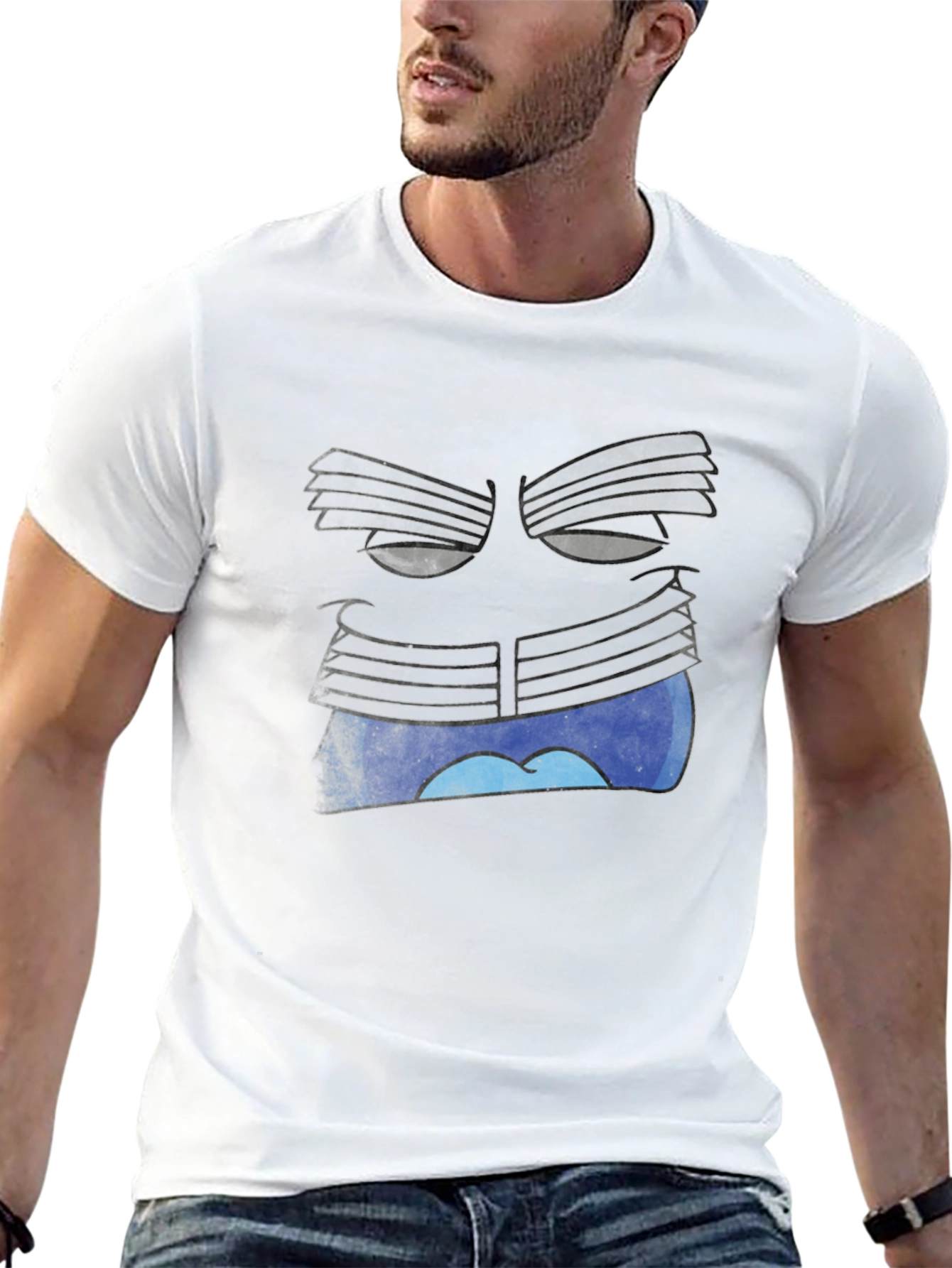 Surreal Face Graphic Black T-Shirt - 13