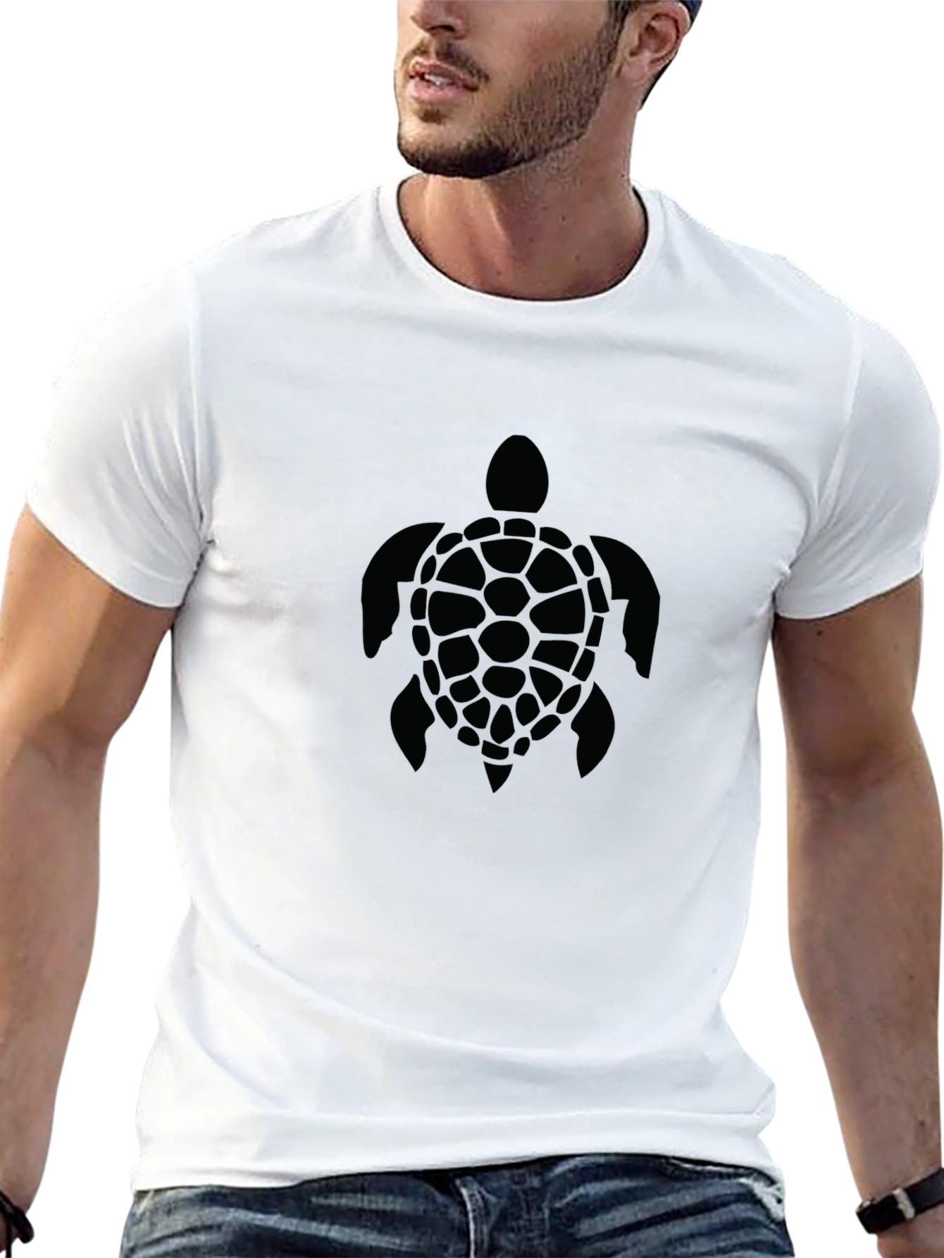 Black Men's Black Turtle Graphic T-Shirt view 13