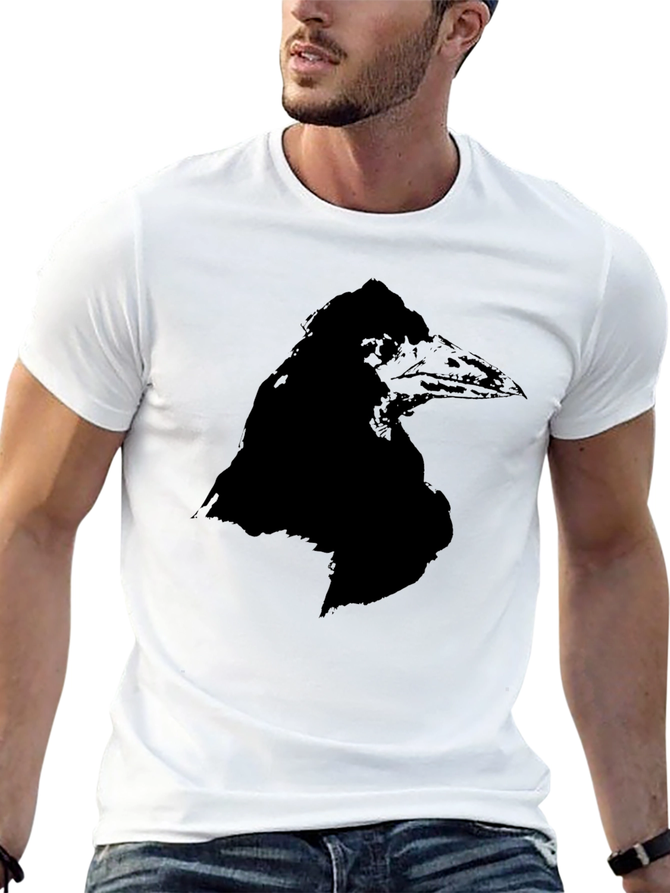 Black Raven Graphic Tee - Black Crew Neck T-Shirt view 13