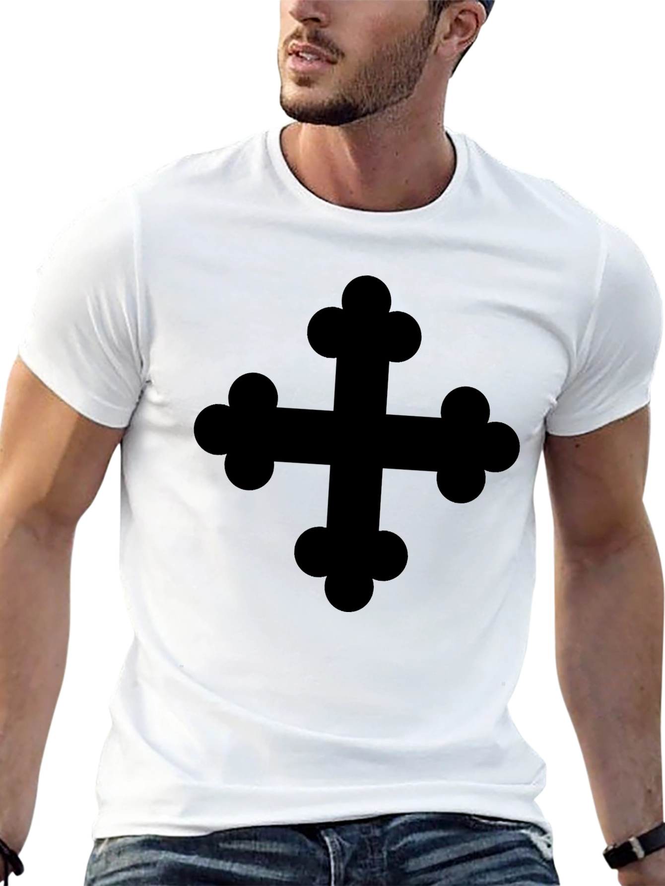 Black Black T-Shirt with Cross Design view 13