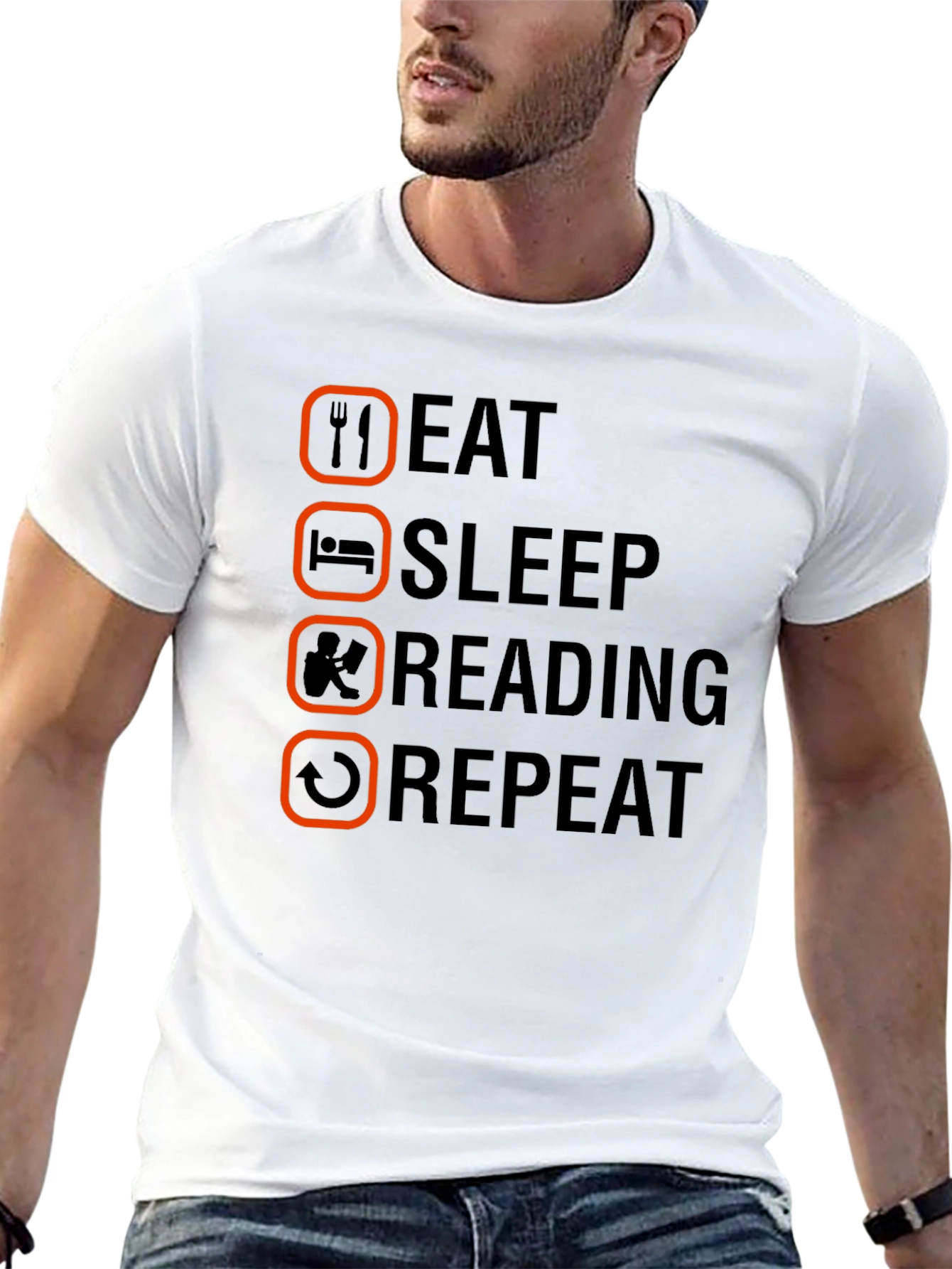 Black Eat Sleep Reading Repeat T-Shirt - Book Lover Tee view 13
