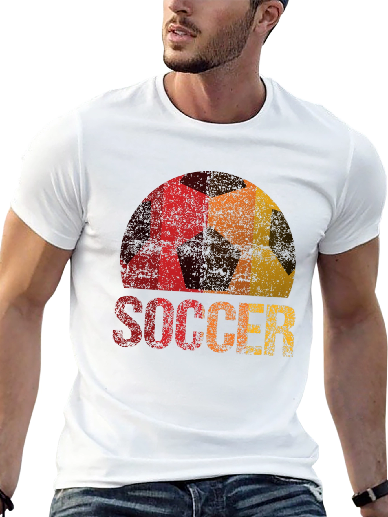 Black Vintage Soccer Ball Graphic Tee - Black T-Shirt view 13
