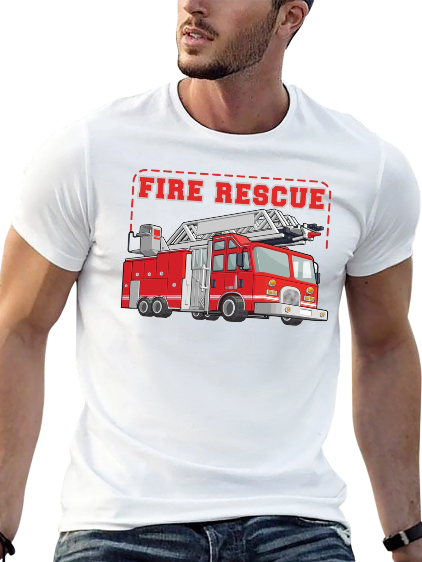 Black Fire Rescue Truck T-Shirt view 13