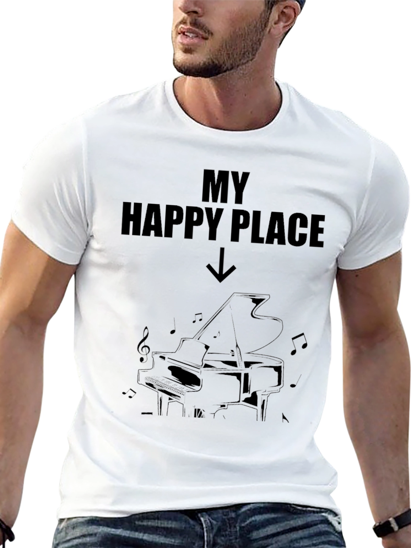 My Happy Place Piano T-Shirt Musician Gift - 13