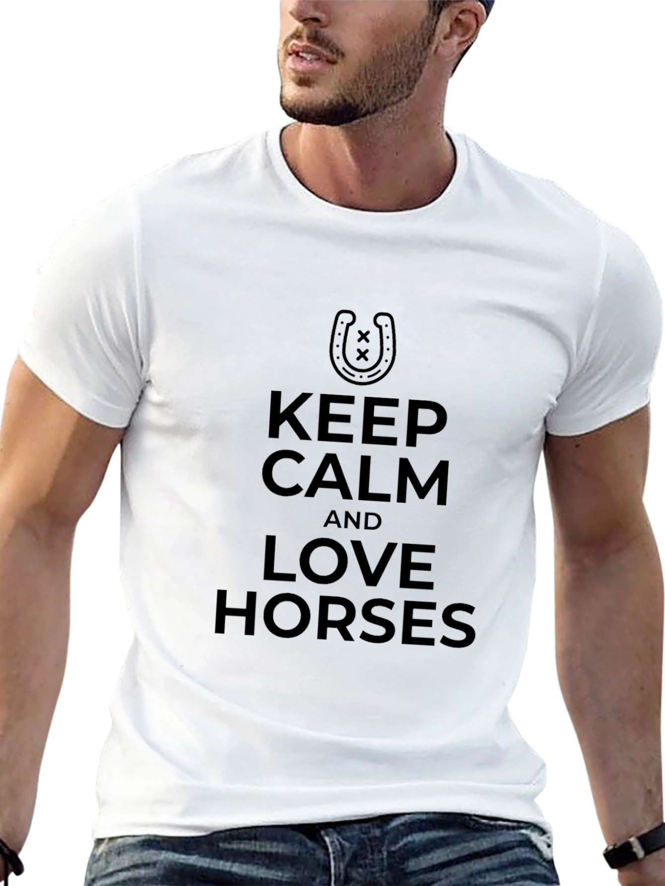 Black Keep Calm Love Horses Black T-Shirt view 13