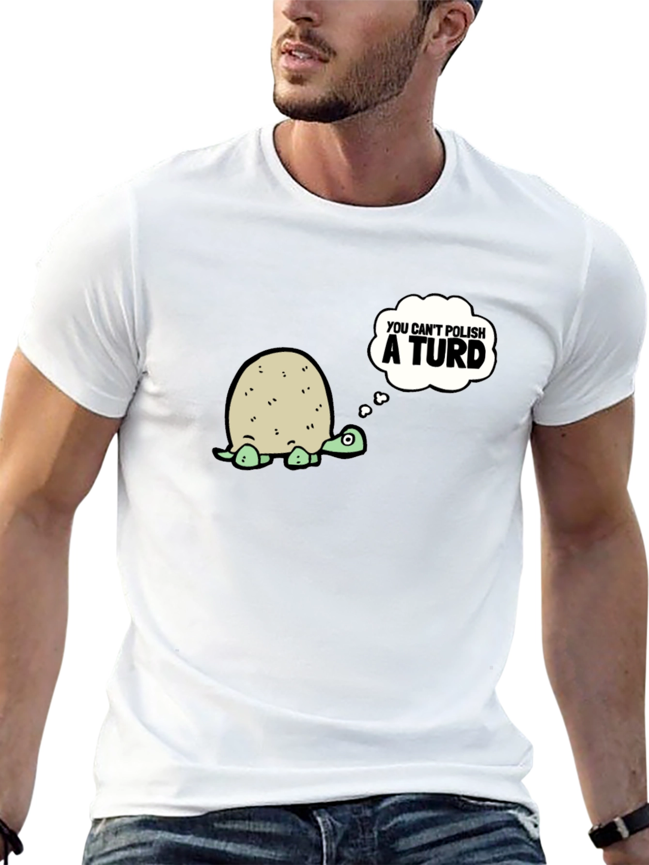 Black Humorous Turtle Graphic Tee - You Can't Polish a Turd view 13