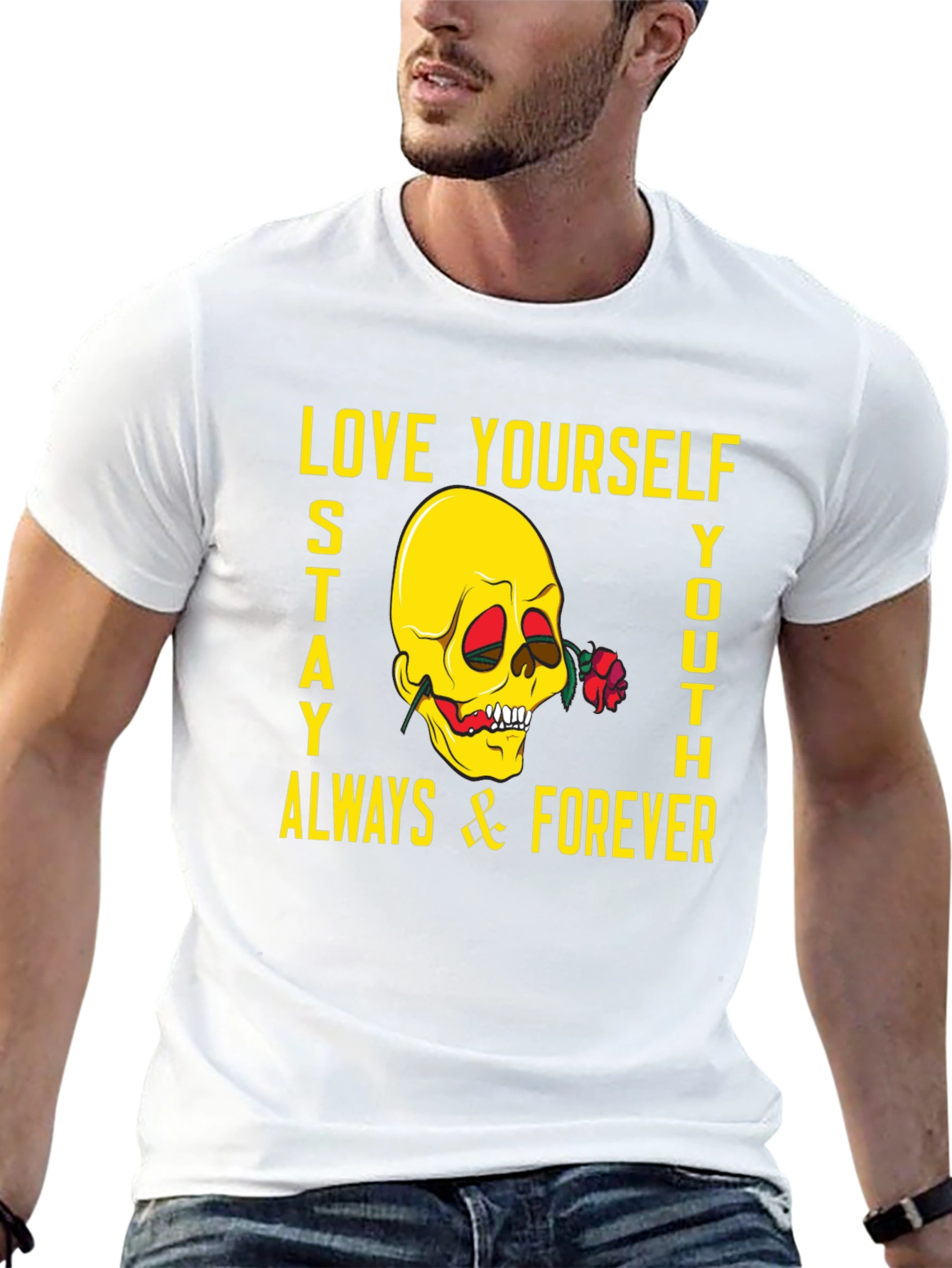 Black Skull & Rose Graphic Tee - Love Yourself, Stay Youthful! view 13