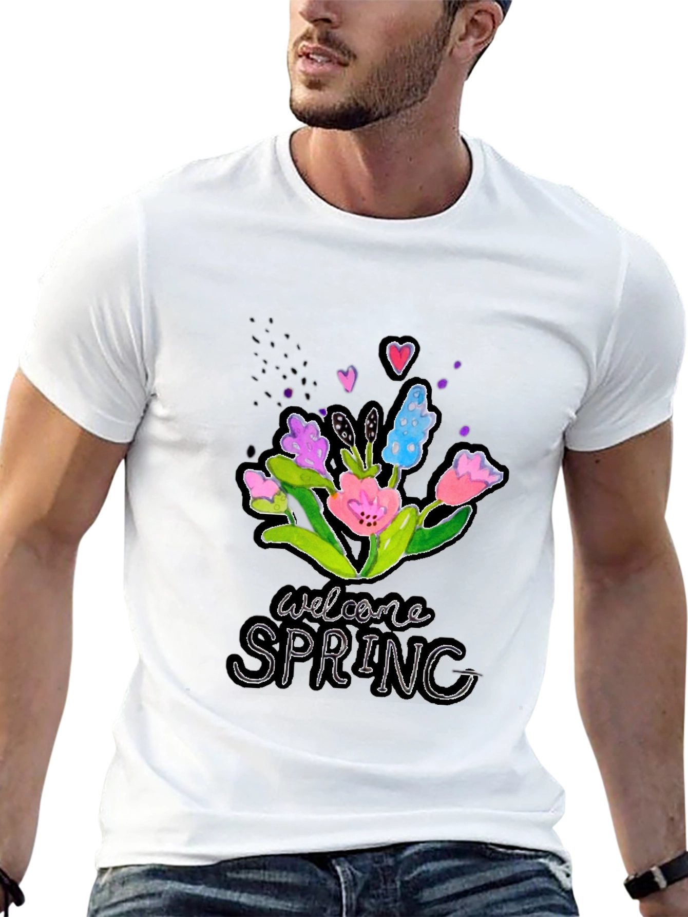 Black Welcome Spring Floral Graphic T-Shirt view 13