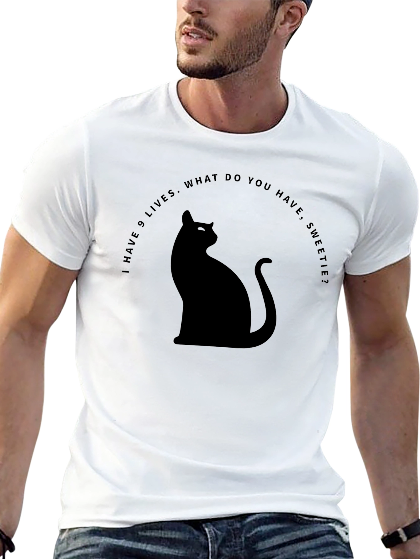 Black Nine Lives Cat T-Shirt - Funny Cat Lover Tee view 13