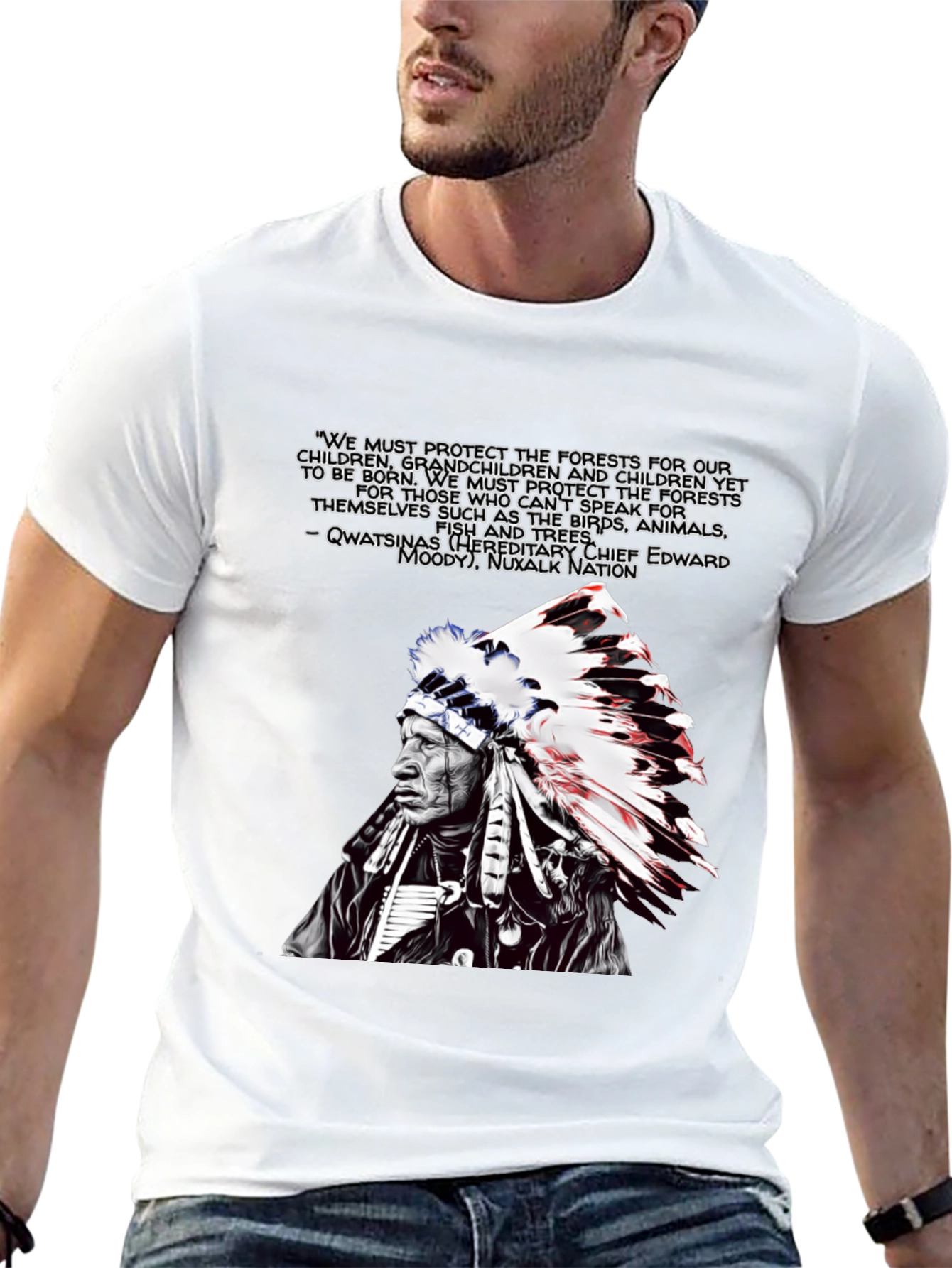 Black Native American Chief Graphic T-Shirt view 13