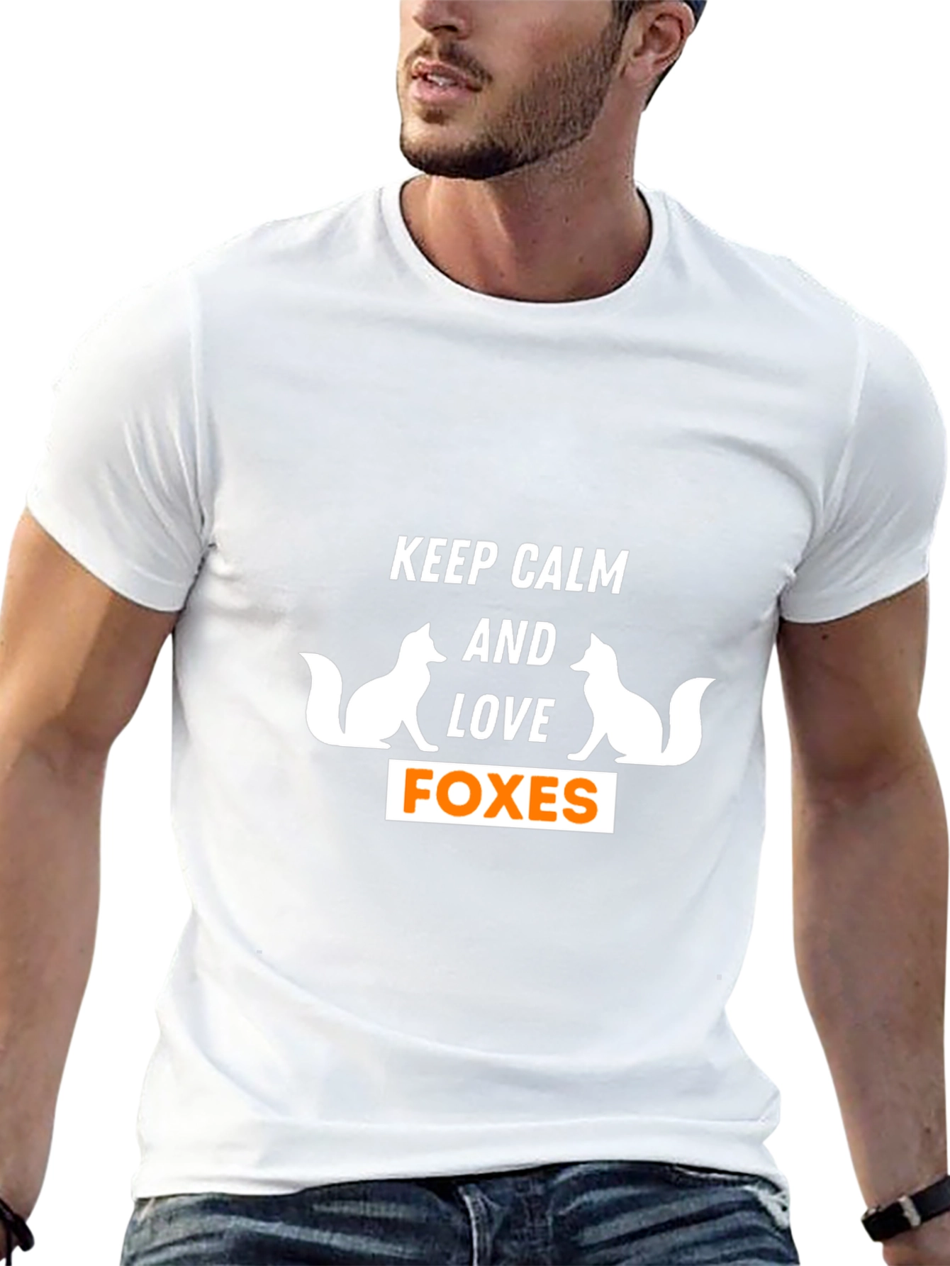 Black Keep Calm and Love Foxes Graphic T-Shirt view 13