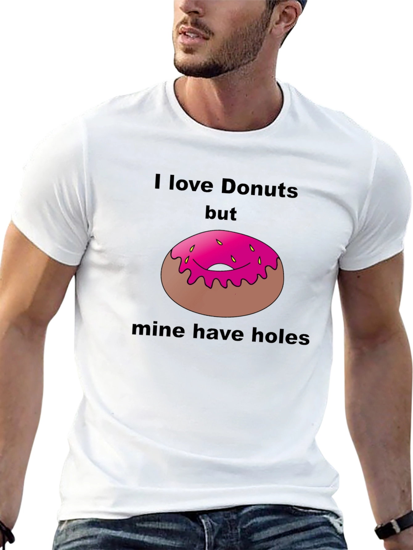 Black I Love Donuts T-Shirt Funny Pun Tee view 13